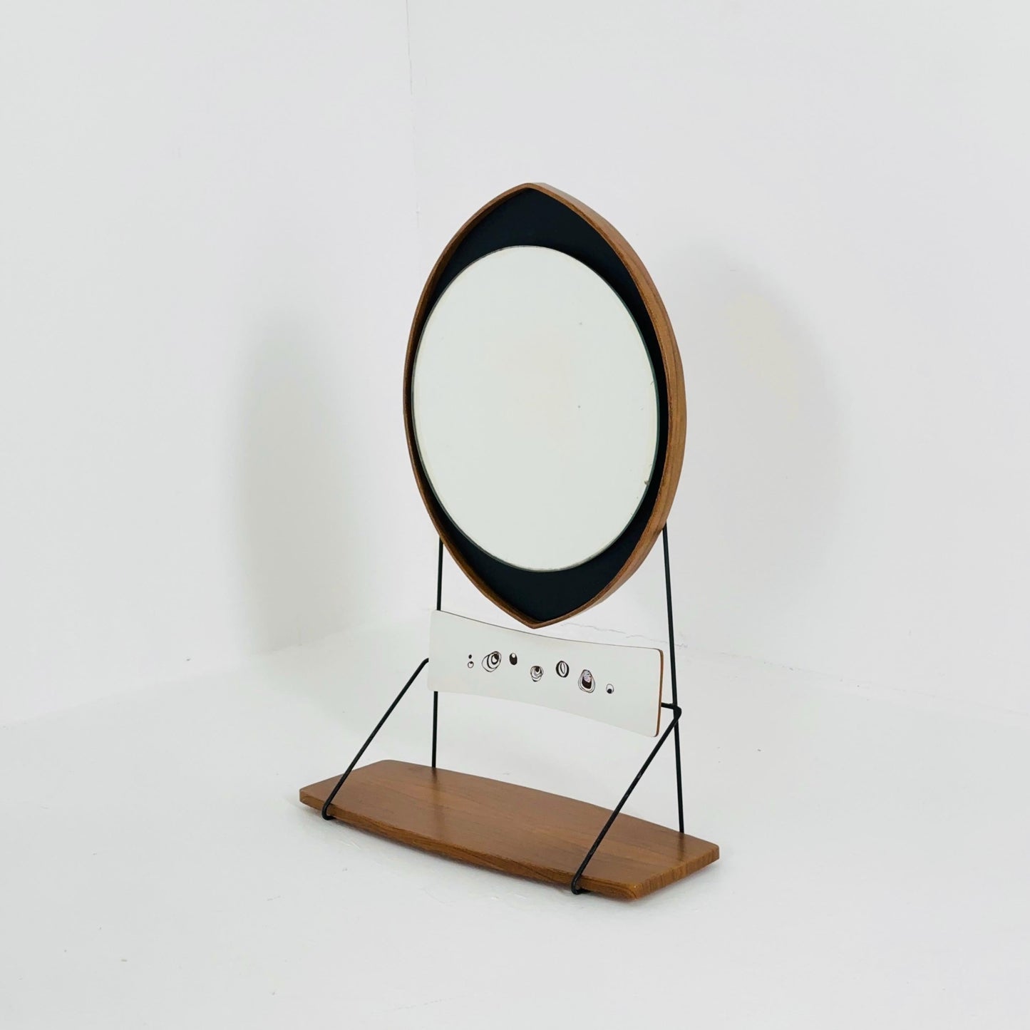 Mid century Italian wall Mirror with Suspended Shelf by Pleto CC, Italy 1960s