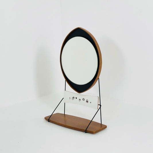 Mid century Italian wall Mirror with Suspended Shelf by Pleto CC, Italy 1960s