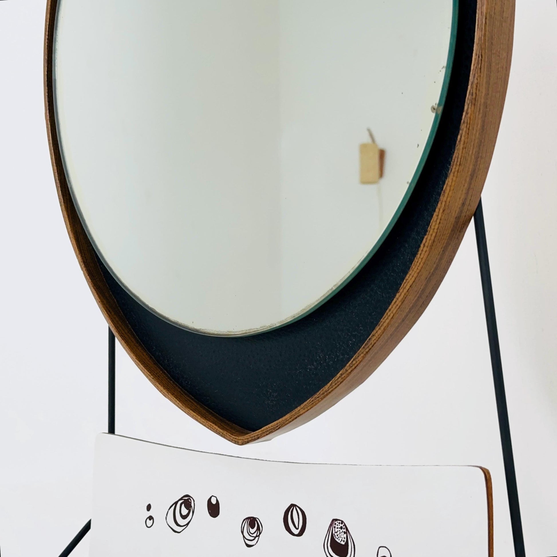 Mid century Italian wall Mirror with Suspended Shelf by Pleto CC, Italy 1960s