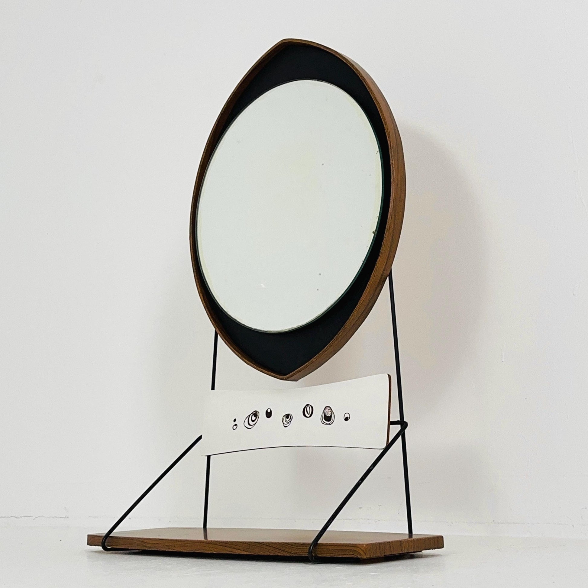 Mid century Italian wall Mirror with Suspended Shelf by Pleto CC, Italy 1960s