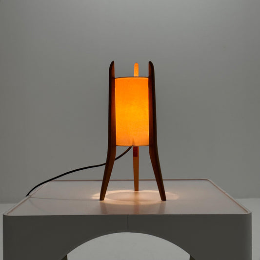 Mid-Century Danish Teak & Fabric Table Lamp | 1960s Sweden