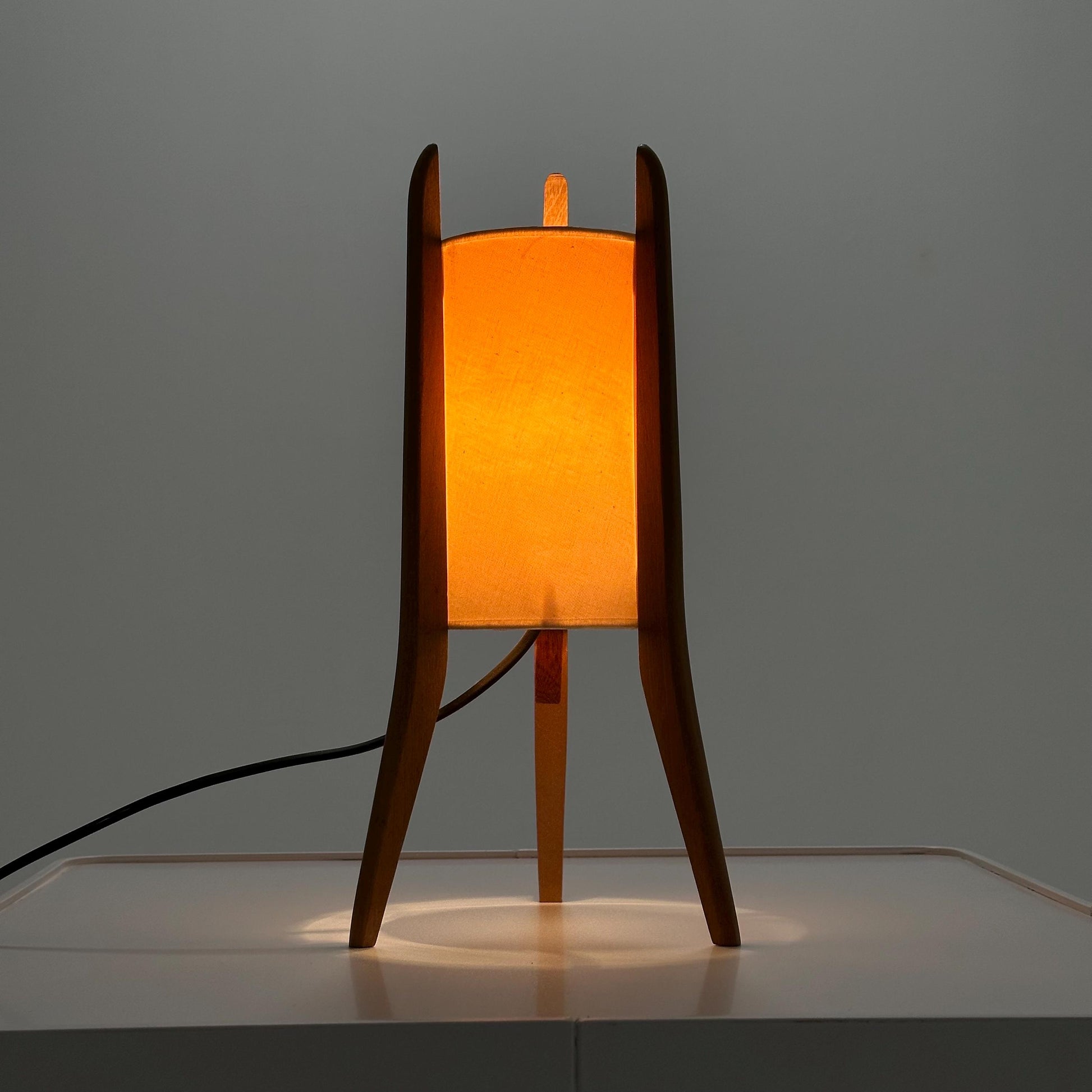 Mid-Century Danish Teak & Fabric Table Lamp | 1960s Sweden