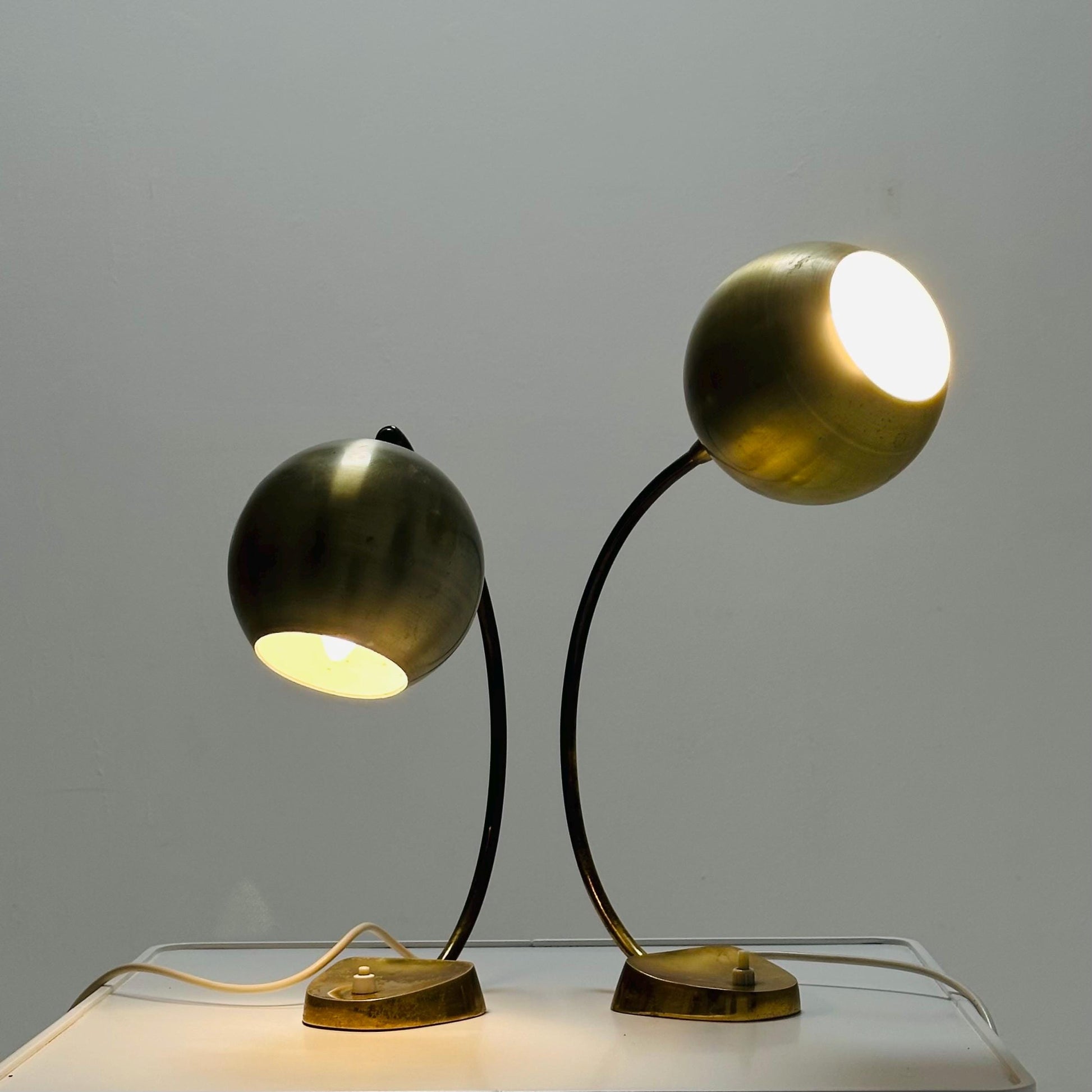 Pair of Mid-Century Brass Table Lamps by Aneta | 1950s Sweden