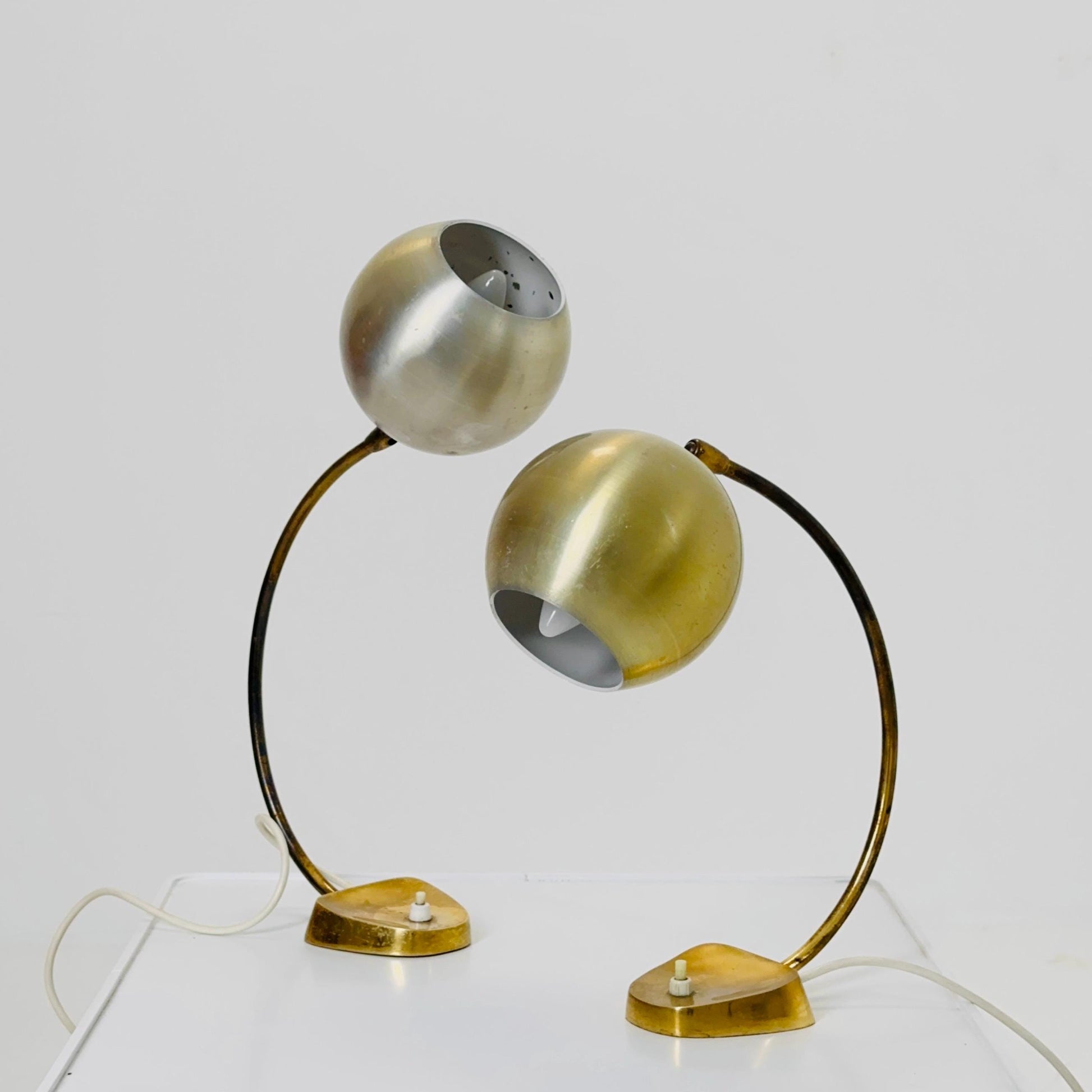 Pair of Mid-Century Brass Table Lamps by Aneta | 1950s Sweden