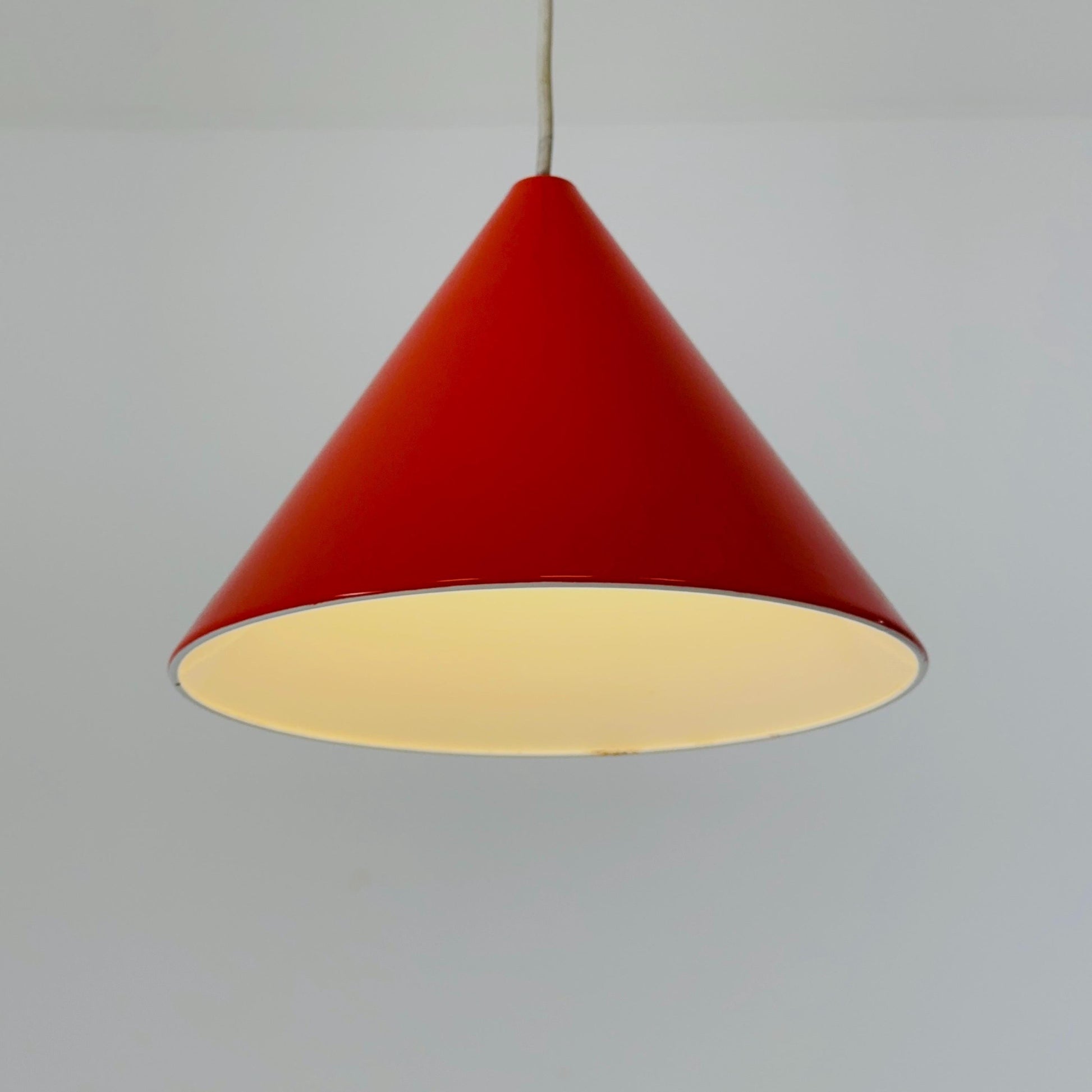 Rare Mid Century Arne Jacobsen Orange Corn Pendant Billiard Lamp for Louis Poulsen, 1960s Denmark