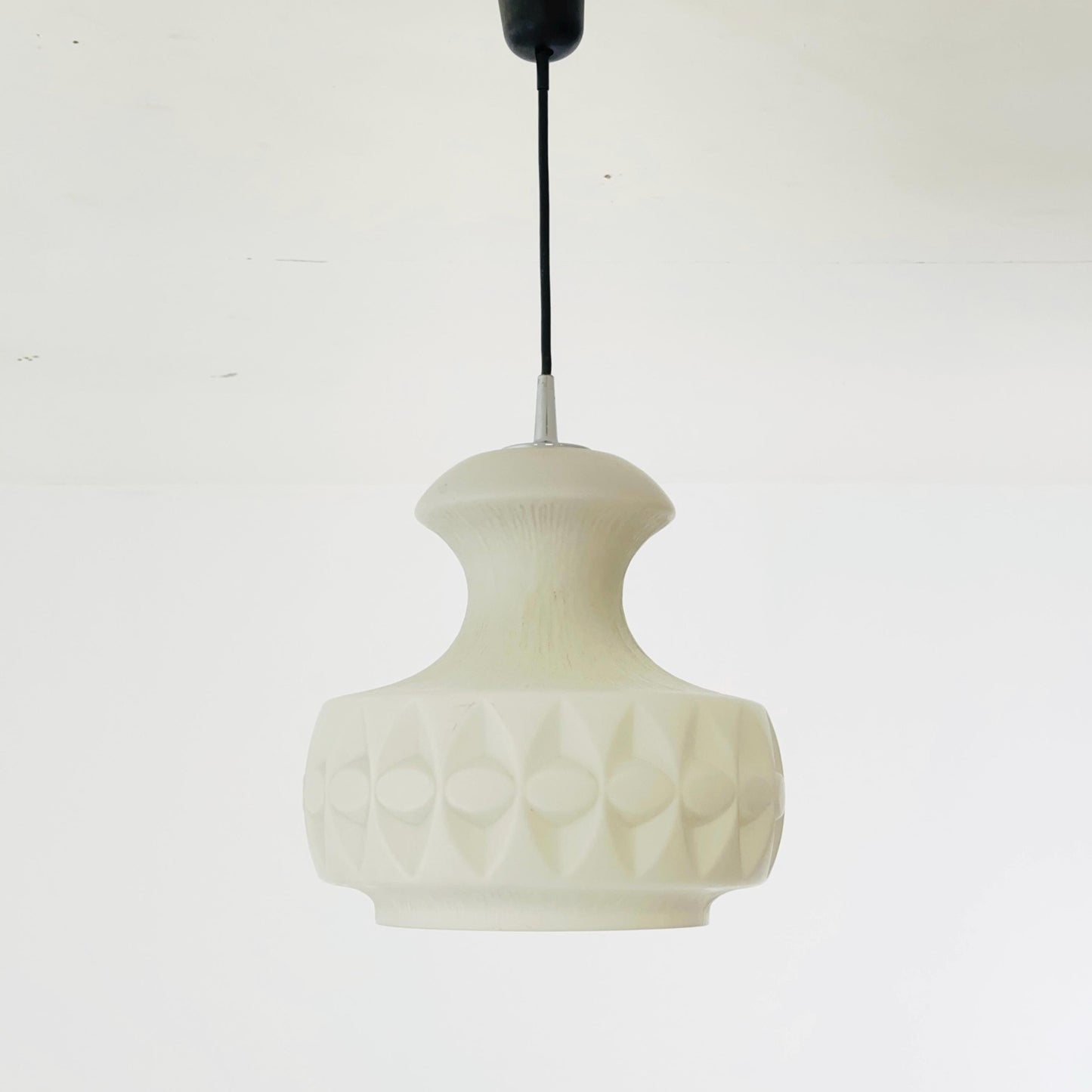 Mid century opaline glass pendant lamp from Peill & Putzler, Germany 1970s