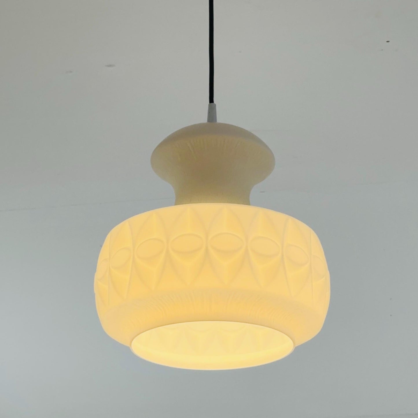 Mid century opaline glass pendant lamp from Peill & Putzler, Germany 1970s