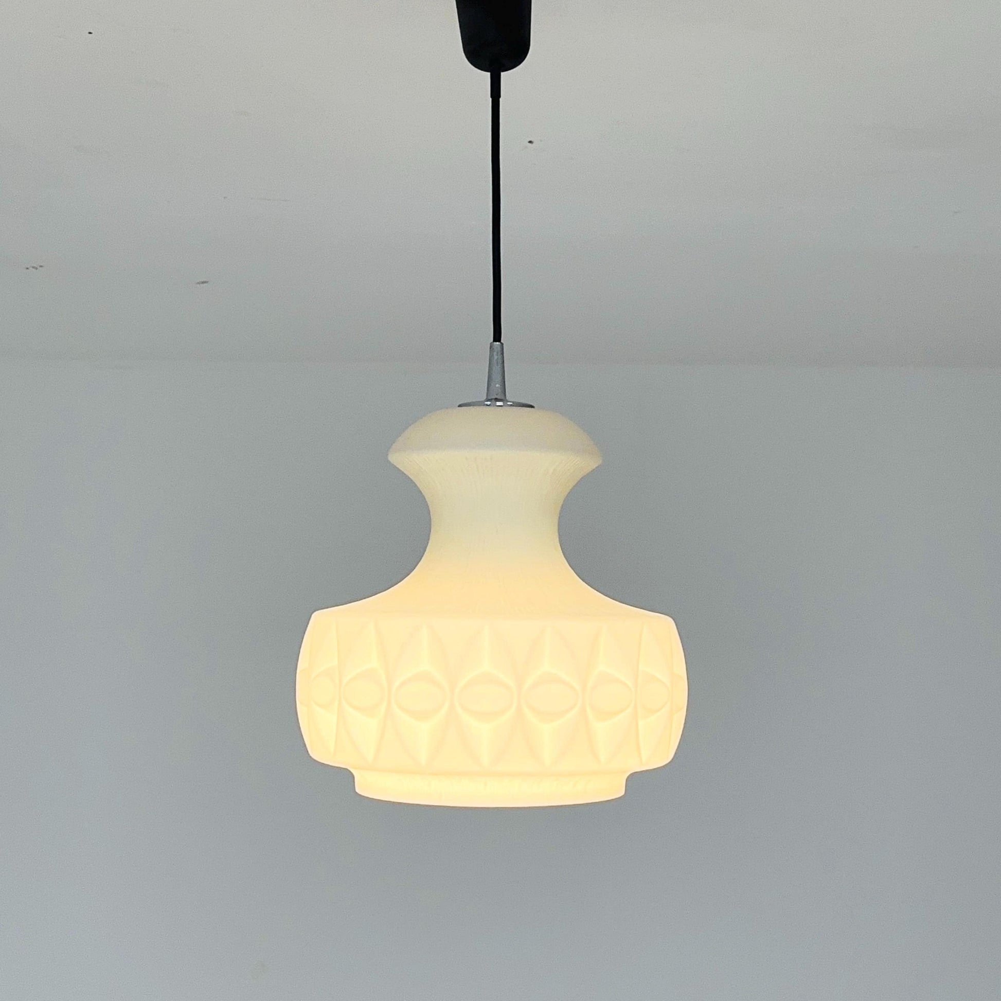 Mid century opaline glass pendant lamp from Peill & Putzler, Germany 1970s