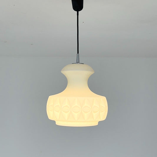 Mid century opaline glass pendant lamp from Peill & Putzler, Germany 1970s