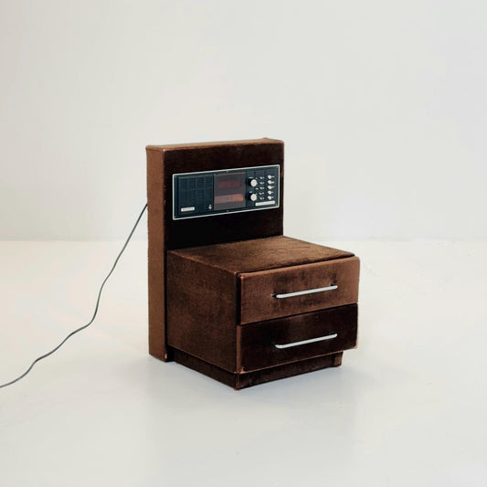 Mid century Spaceage Radio nightstand in brown velor 1970s Germany
