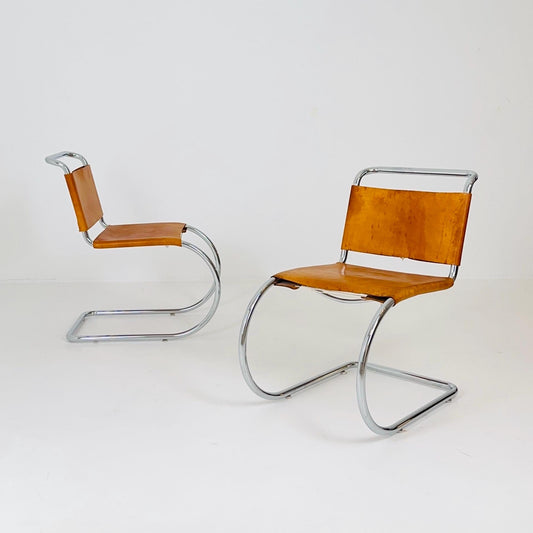 Set of 2 Bauhaus Mid-Century Modern Mies van der Rohe MR 10 Chair , 1980s Italy