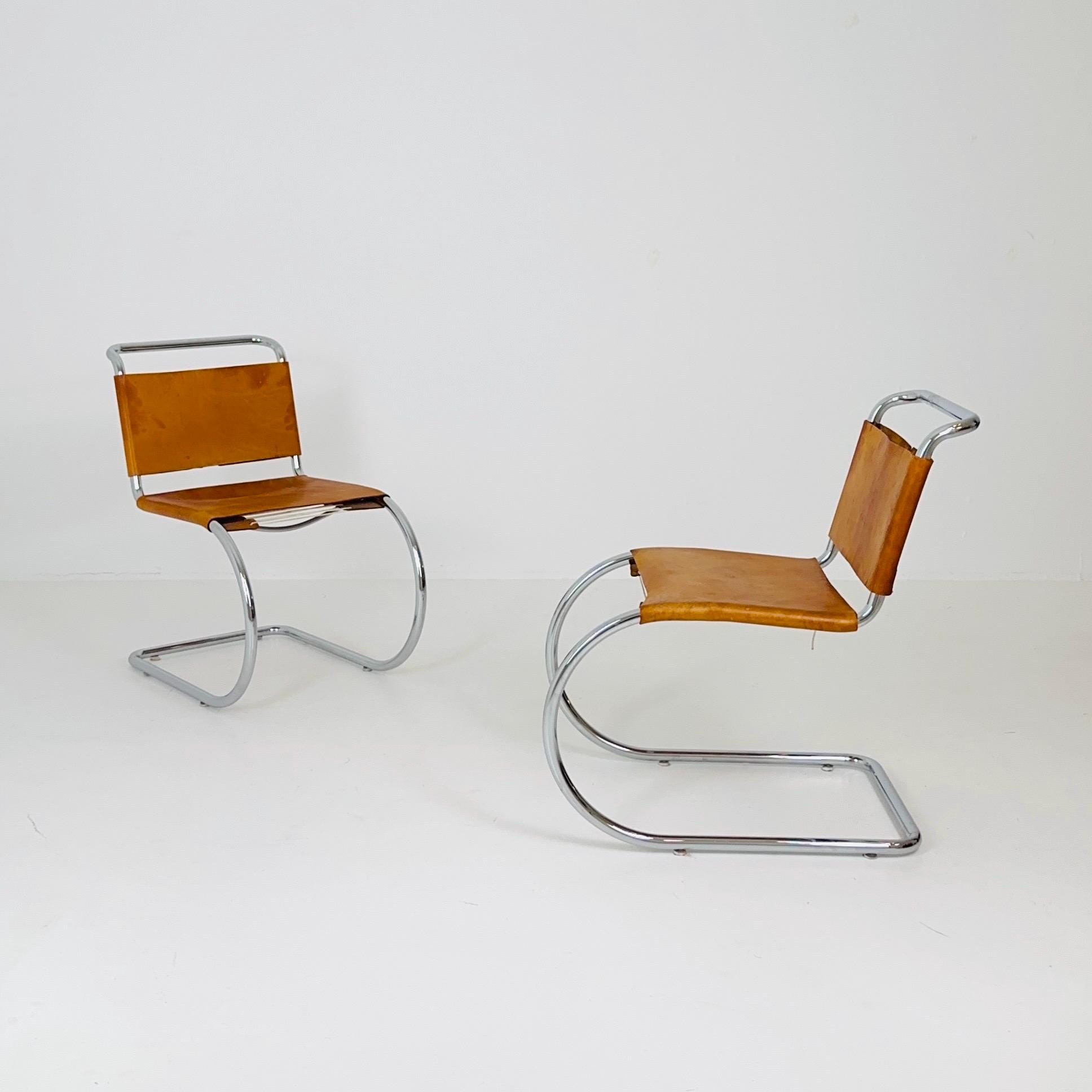 Set of 2 Bauhaus Mid-Century Modern Mies van der Rohe MR 10 Chair , 1980s Italy
