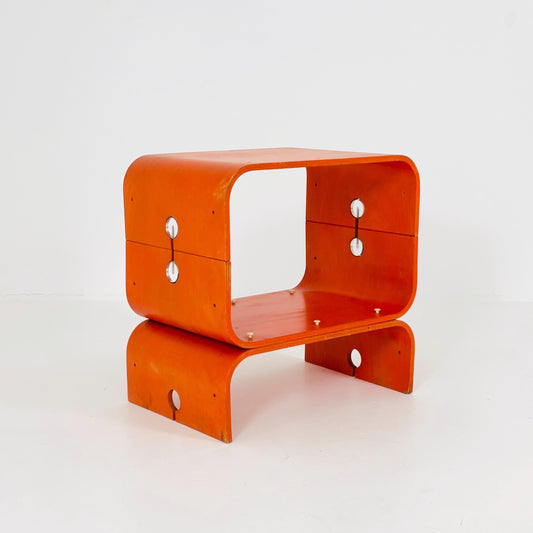 Rare Mid-Century Modern Orange Bentwood Bar Table – Germany 1980s – Iconic Space Age Design