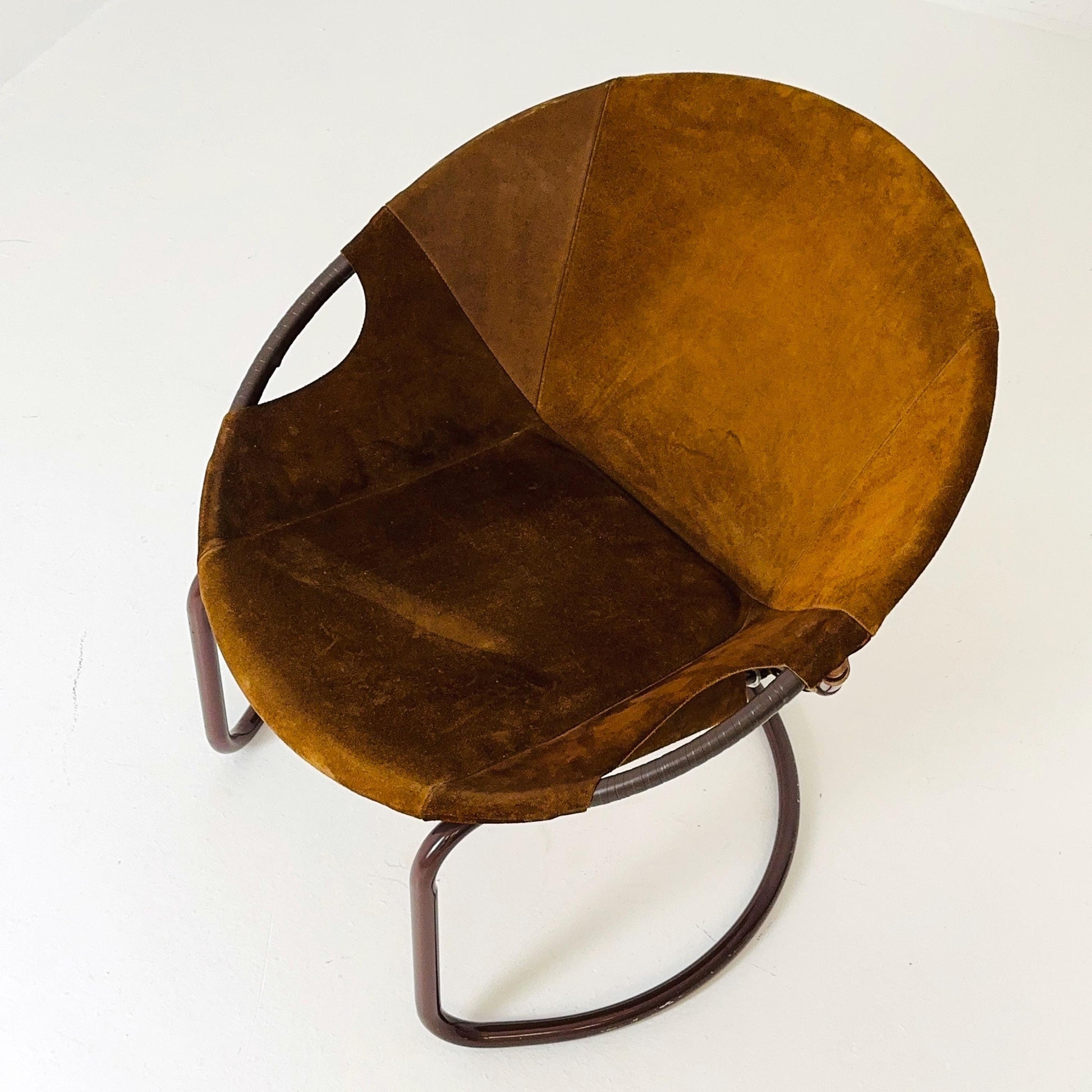1 of 3 Vintage Suede Ball Chair by Lusch & Co – German Mid-Century Modern Circle Chair, 1970s
