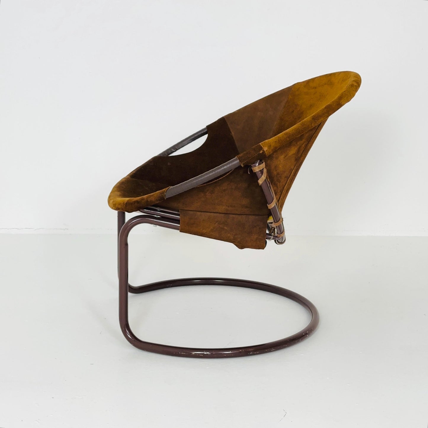 1 of 3 Vintage Suede Ball Chair by Lusch & Co – German Mid-Century Modern Circle Chair, 1970s