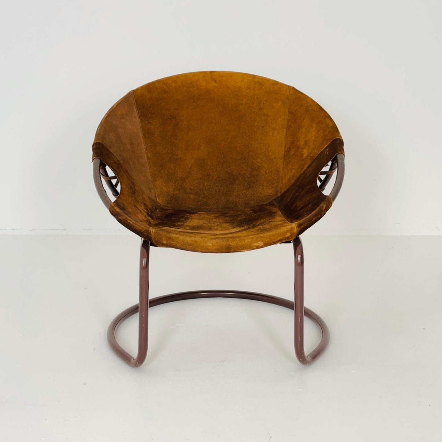 1 of 3 Vintage Suede Ball Chair by Lusch & Co – German Mid-Century Modern Circle Chair, 1970s
