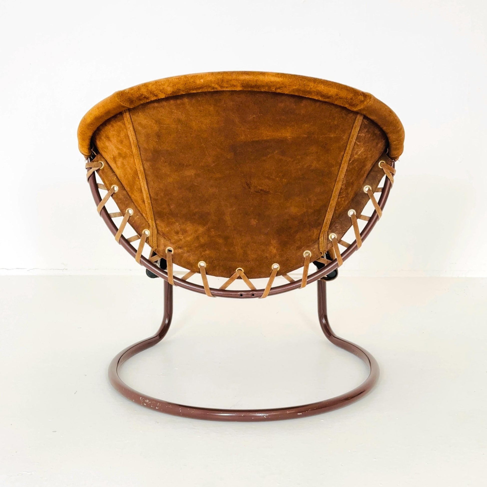 1 of 3 Vintage Suede Ball Chair by Lusch & Co – German Mid-Century Modern Circle Chair, 1970s