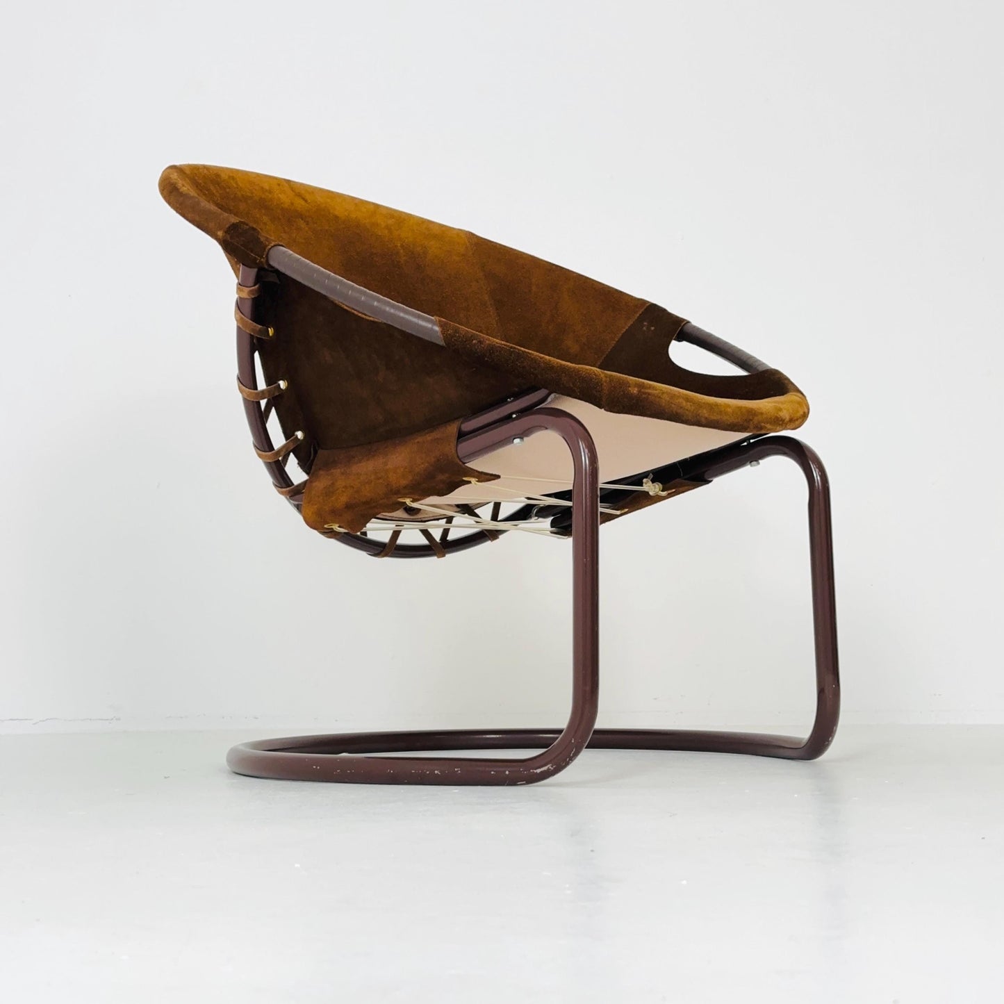 1 of 3 Vintage Suede Ball Chair by Lusch & Co – German Mid-Century Modern Circle Chair, 1970s