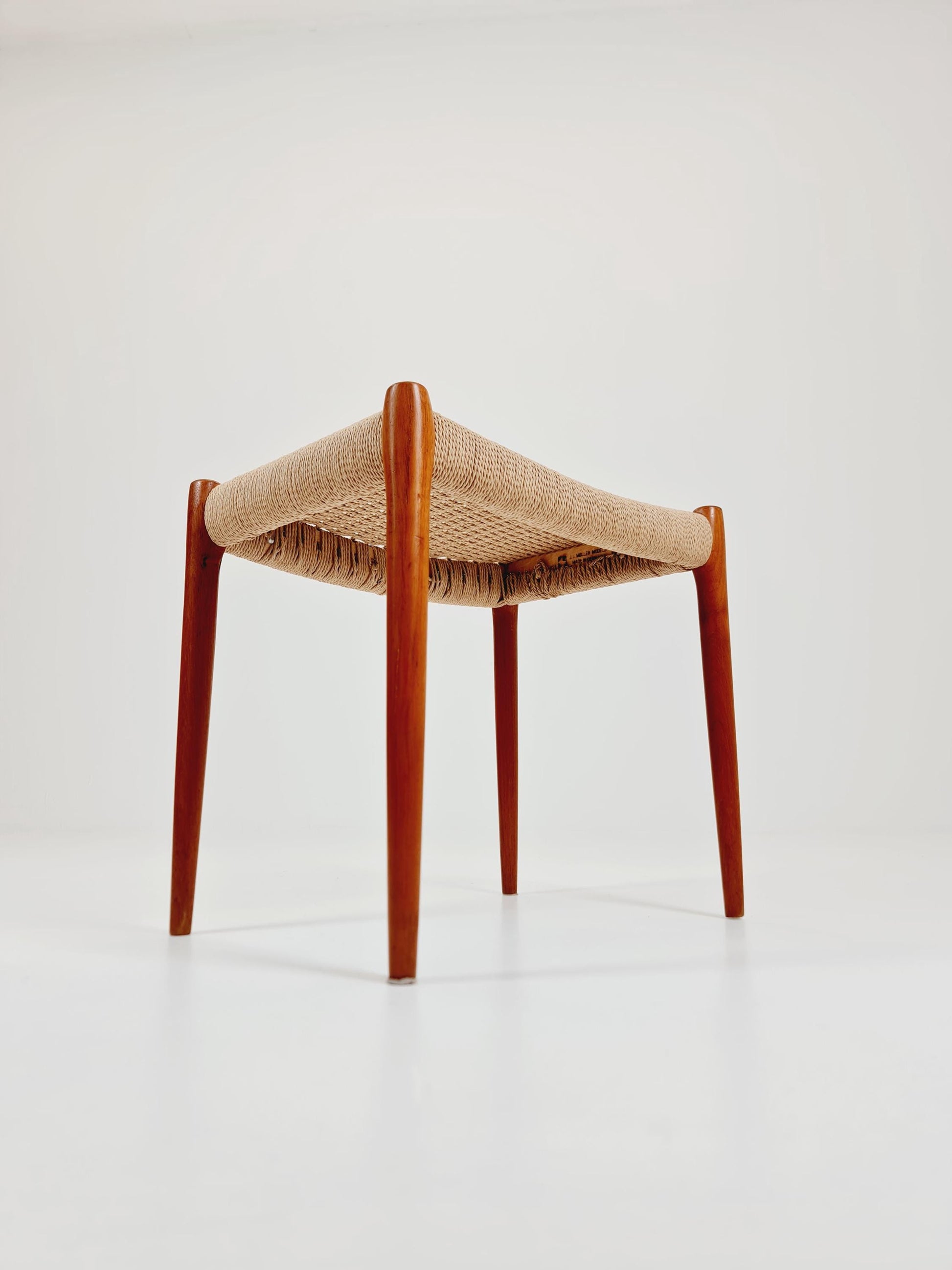 Vintage Danish teak dining stool ottoman by Niels Otto Møller , 1960s