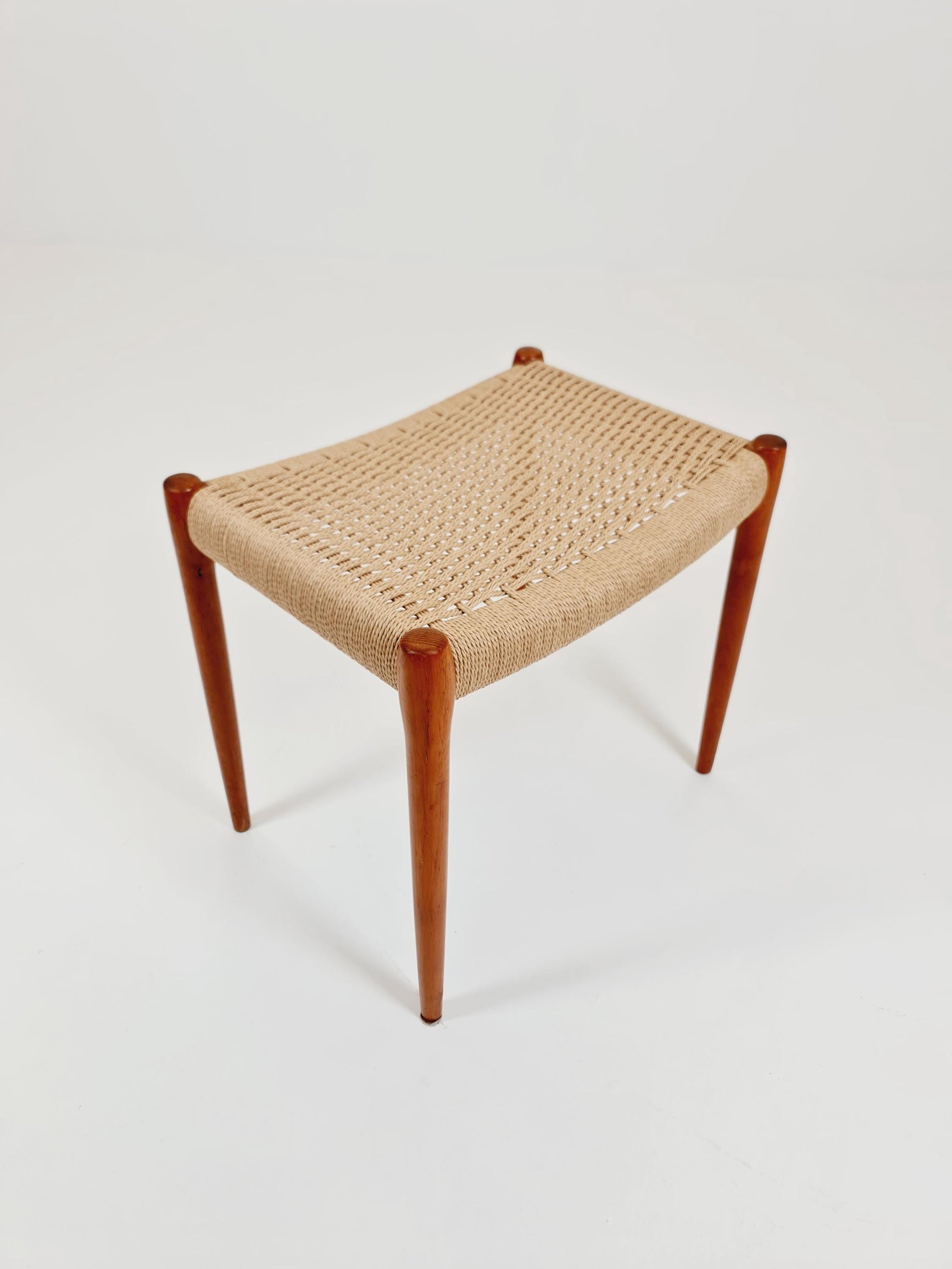 Vintage Danish teak dining stool ottoman by Niels Otto Møller , 1960s
