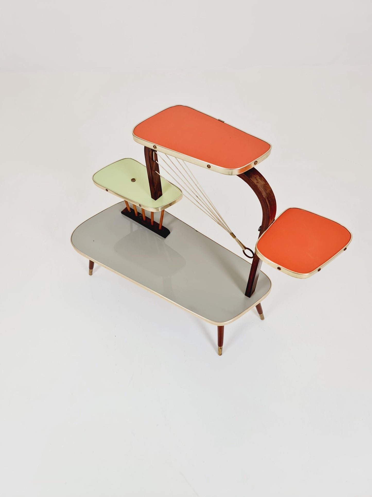 Rare Large German Plant Stand, Colorful Vintage Mid-Century Minimalist Indoor Plant Stand Side Table Retro flower table, 1950s