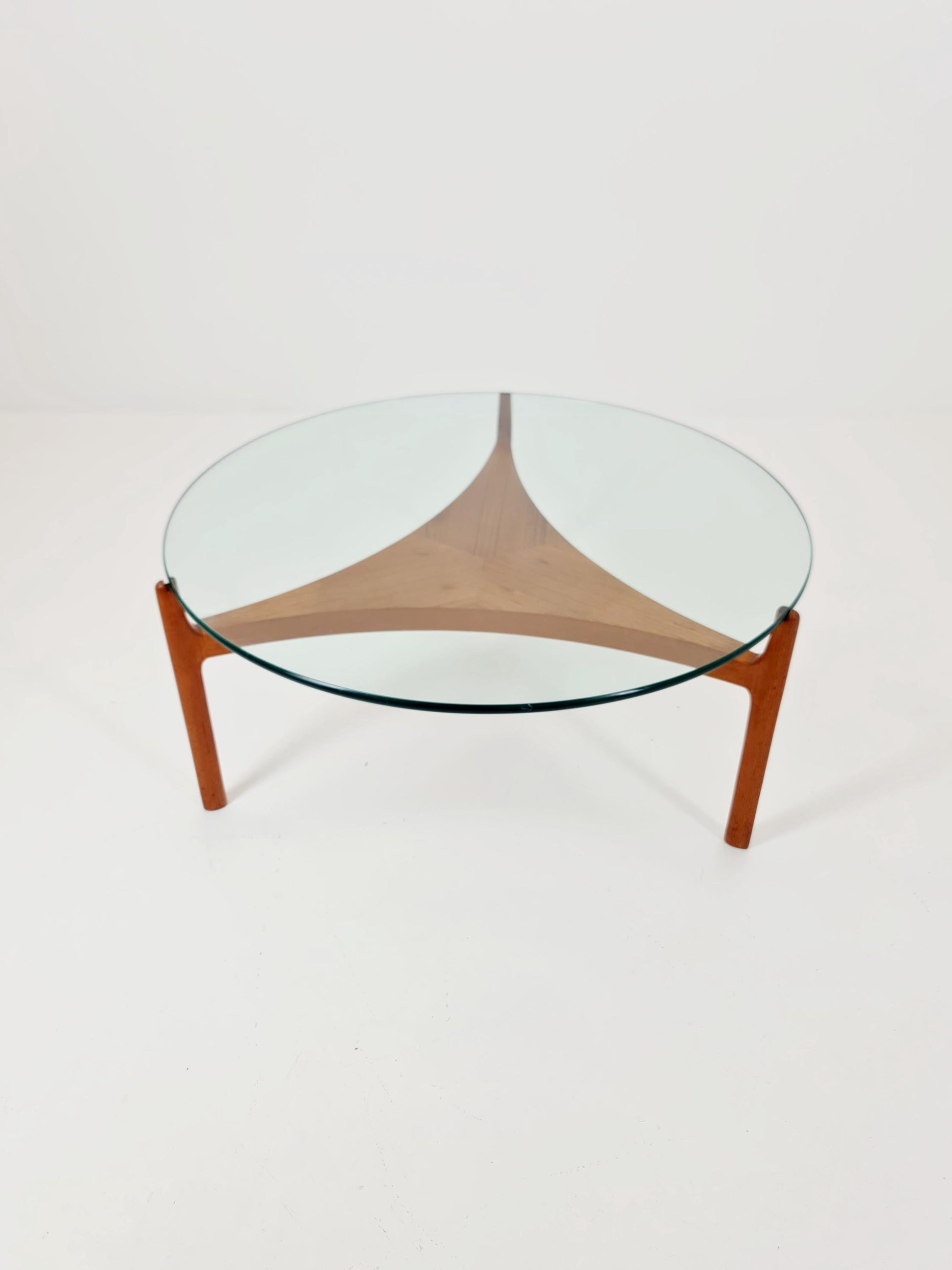 Vintage Teak and glass coffee table By Sven Ellekaer for christian Linneberg 1960s