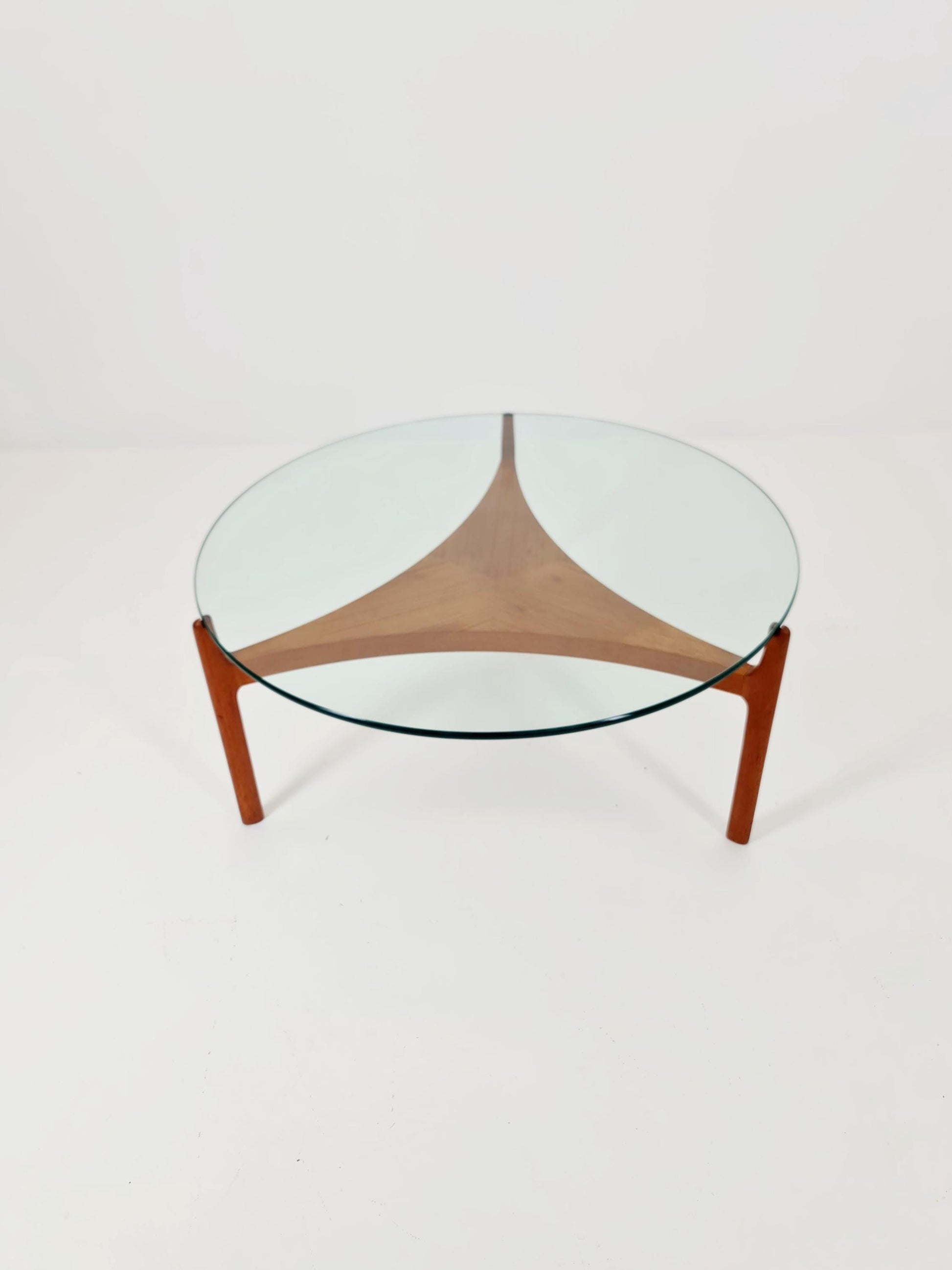 Vintage Teak and glass coffee table By Sven Ellekaer for christian Linneberg 1960s