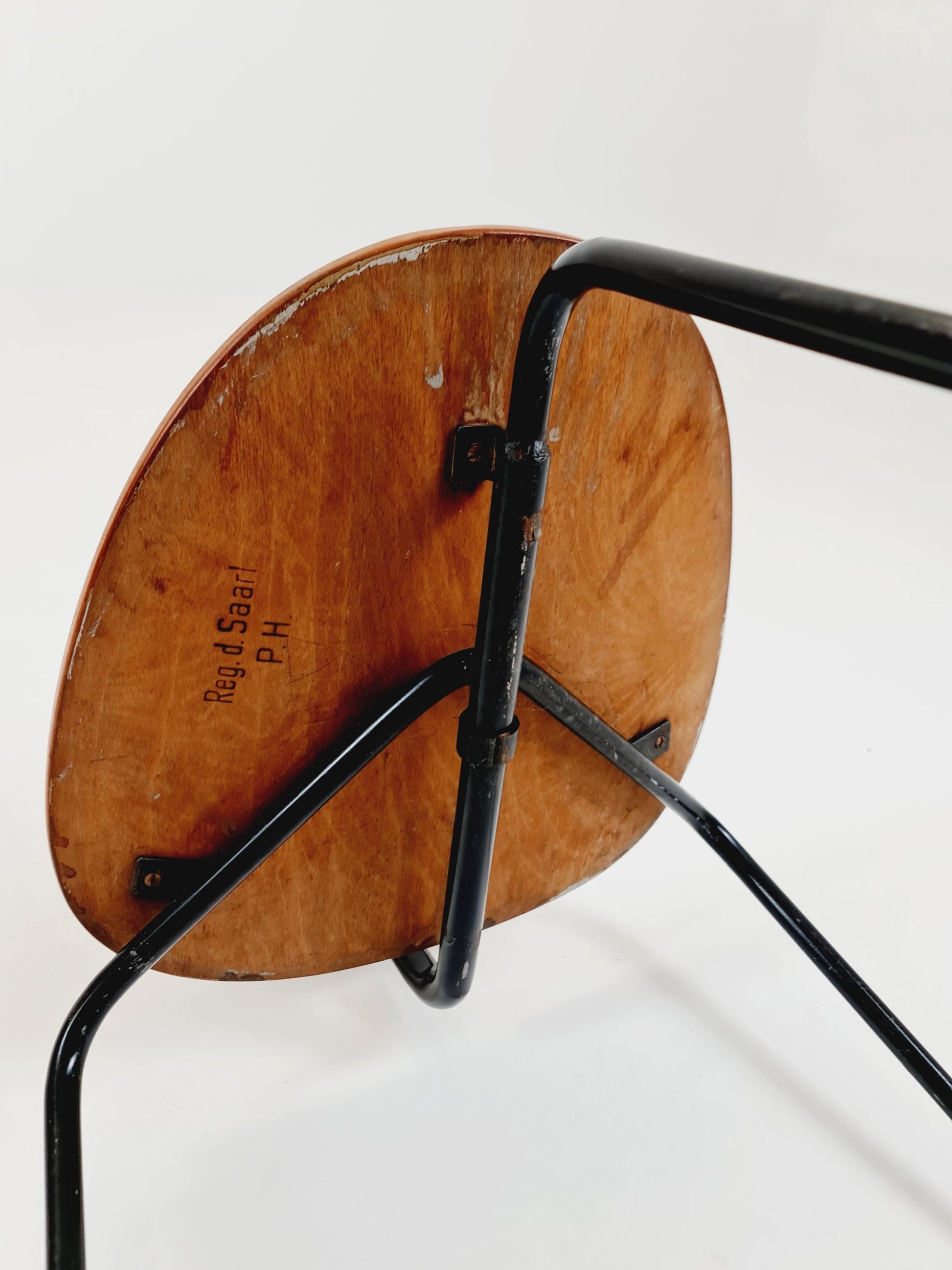 Vintage Mid Century German tripod Chair Teak by Mauser 1960s