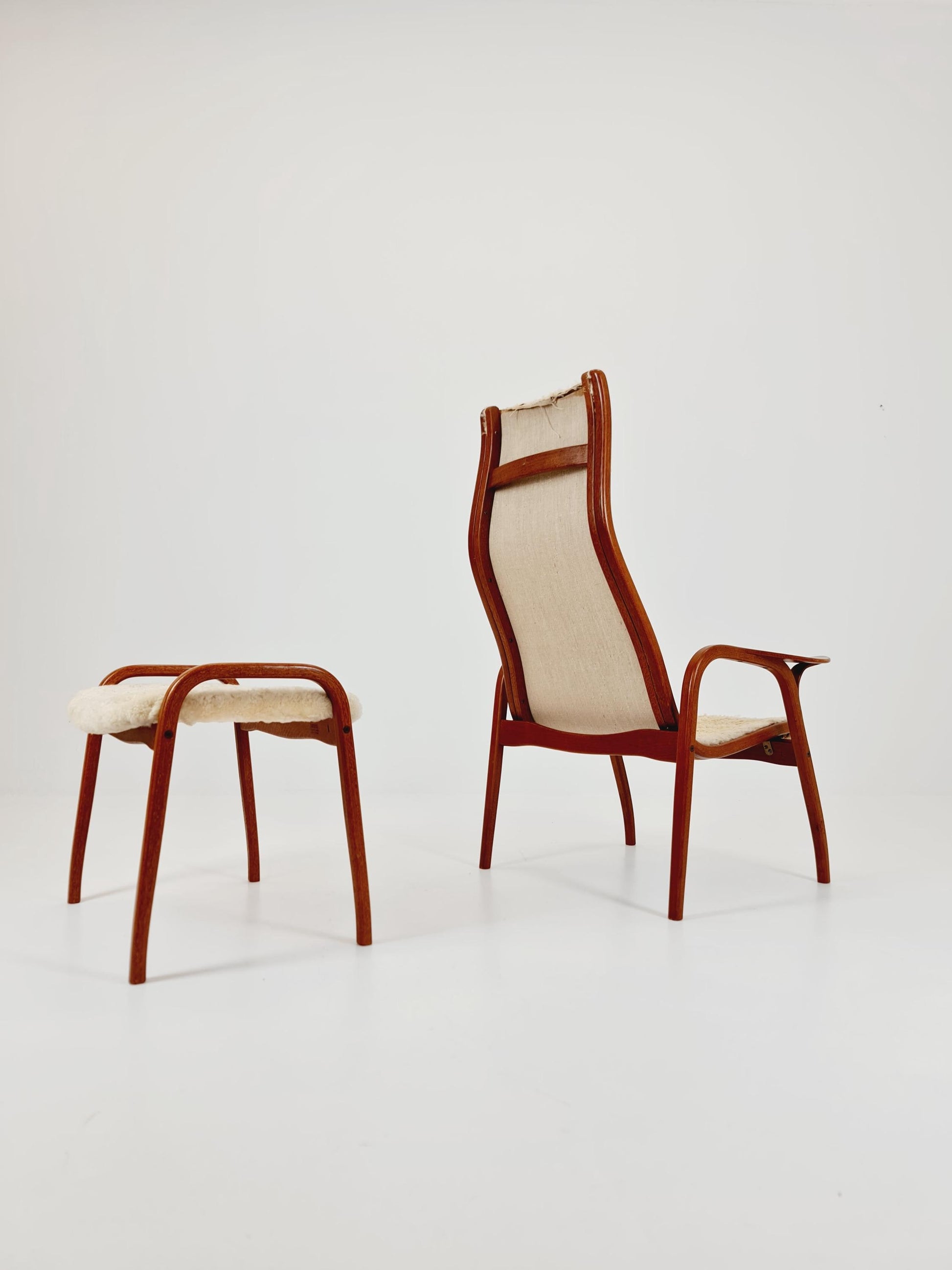 Mid century Lamino Armchair and foot stool By Yngve Ekstöm For Swedese 1960