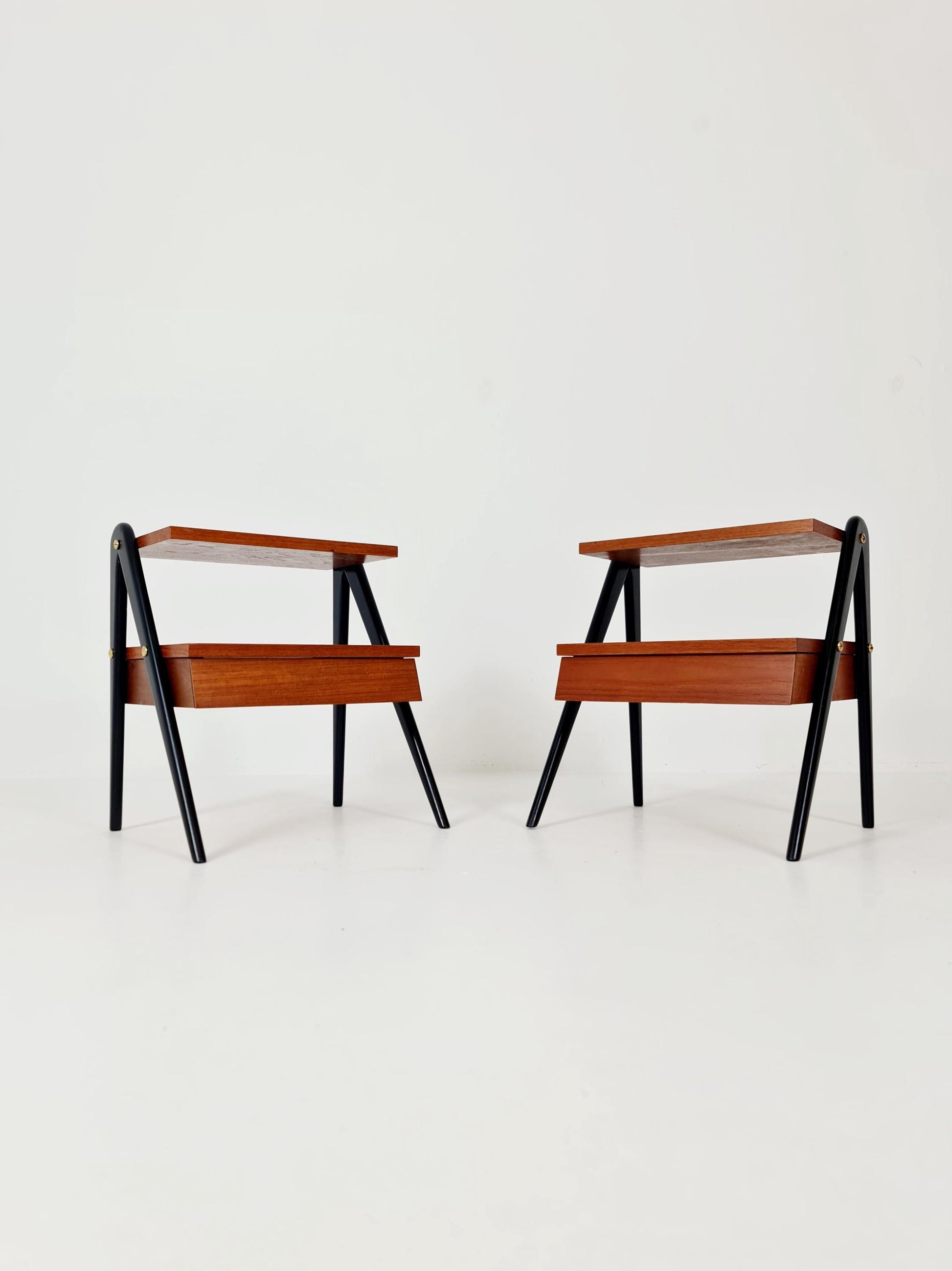 Pair of Danish teak vintage bedside tables/ Night stands, 1960s