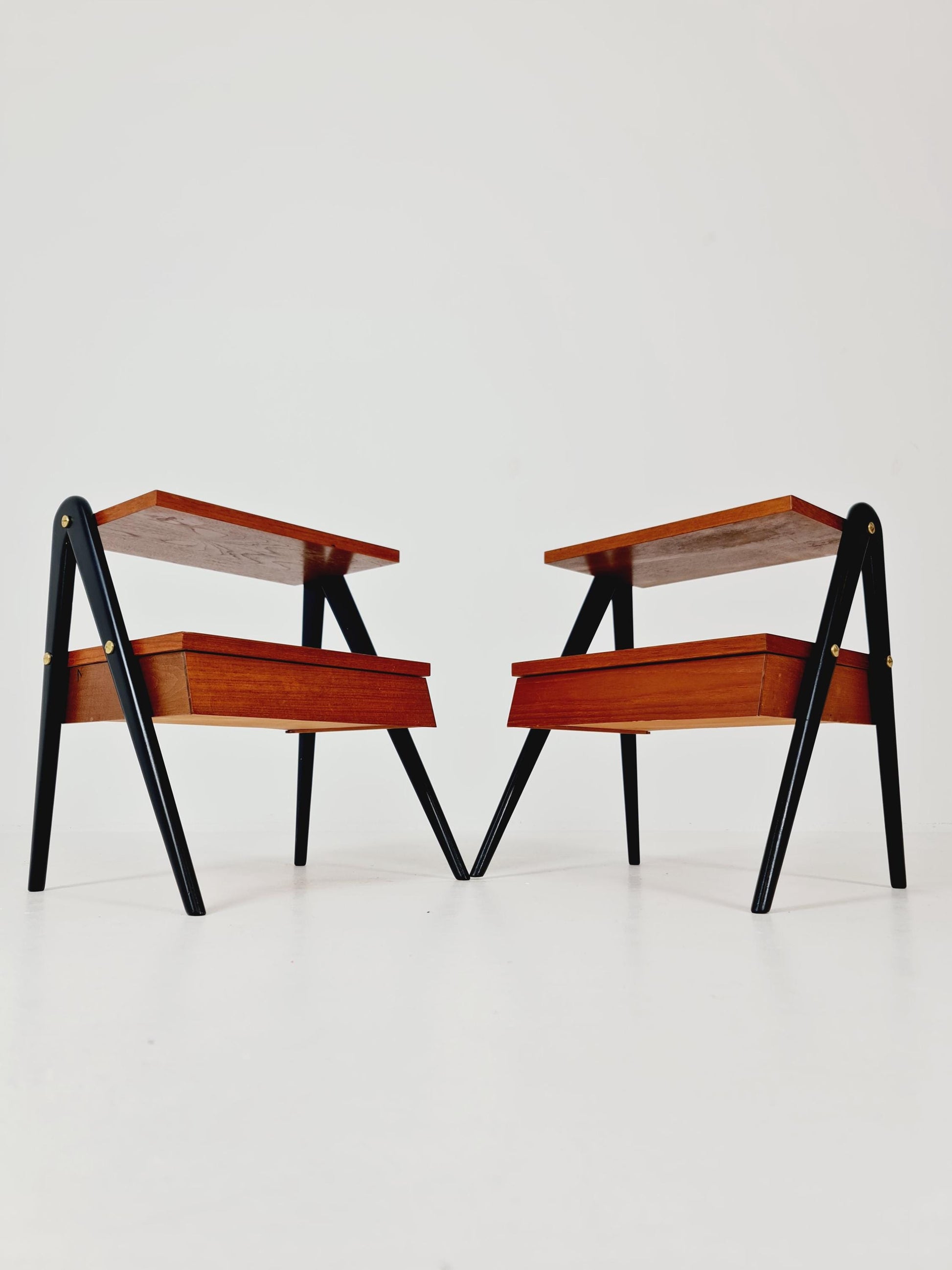 Pair of Danish teak vintage bedside tables/ Night stands, 1960s
