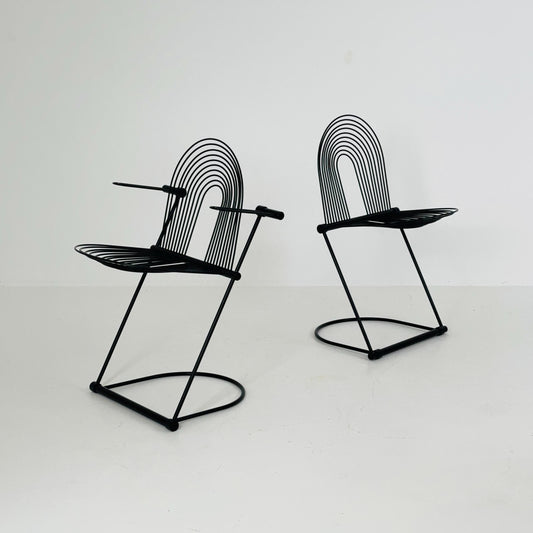 1 of 2 Mid century Postmodern Cantilever Swing Chairs by Herbert & Jutta Ohl for Lübke, Germamy 1980s