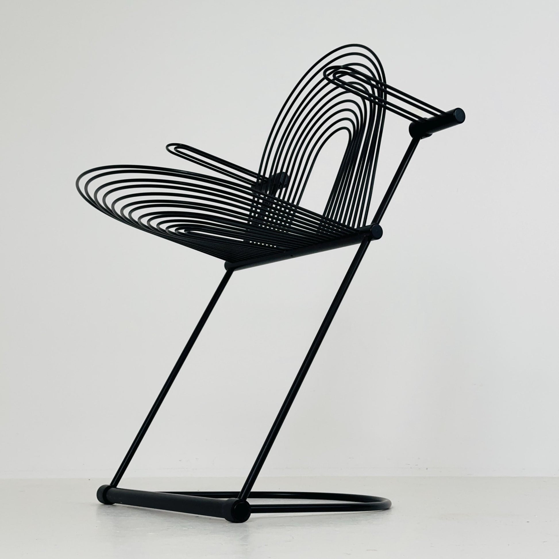 1 of 2 Mid century Postmodern Cantilever Swing Chairs by Herbert & Jutta Ohl for Lübke, Germamy 1980s