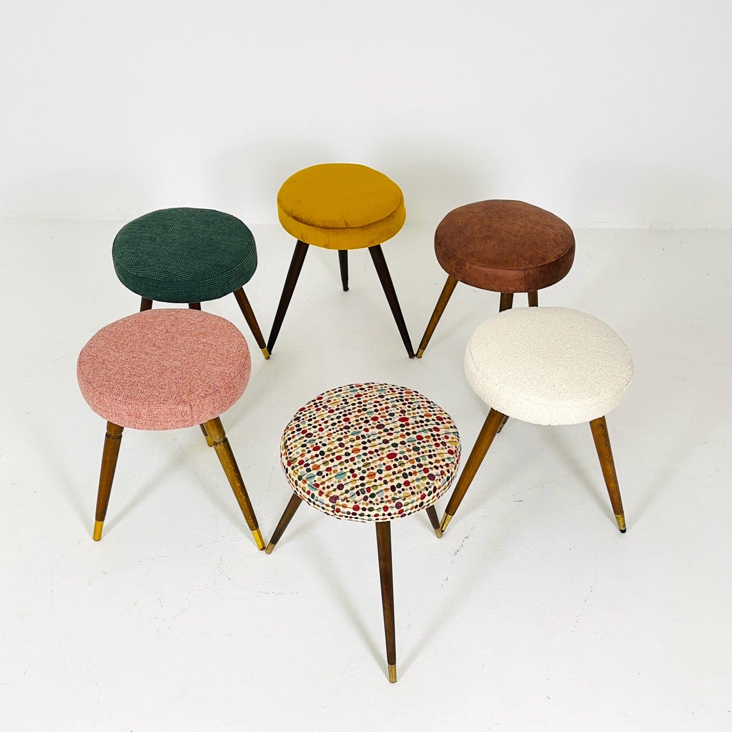 1 of 6 mid century modern stools German tripod vintage design 1960s