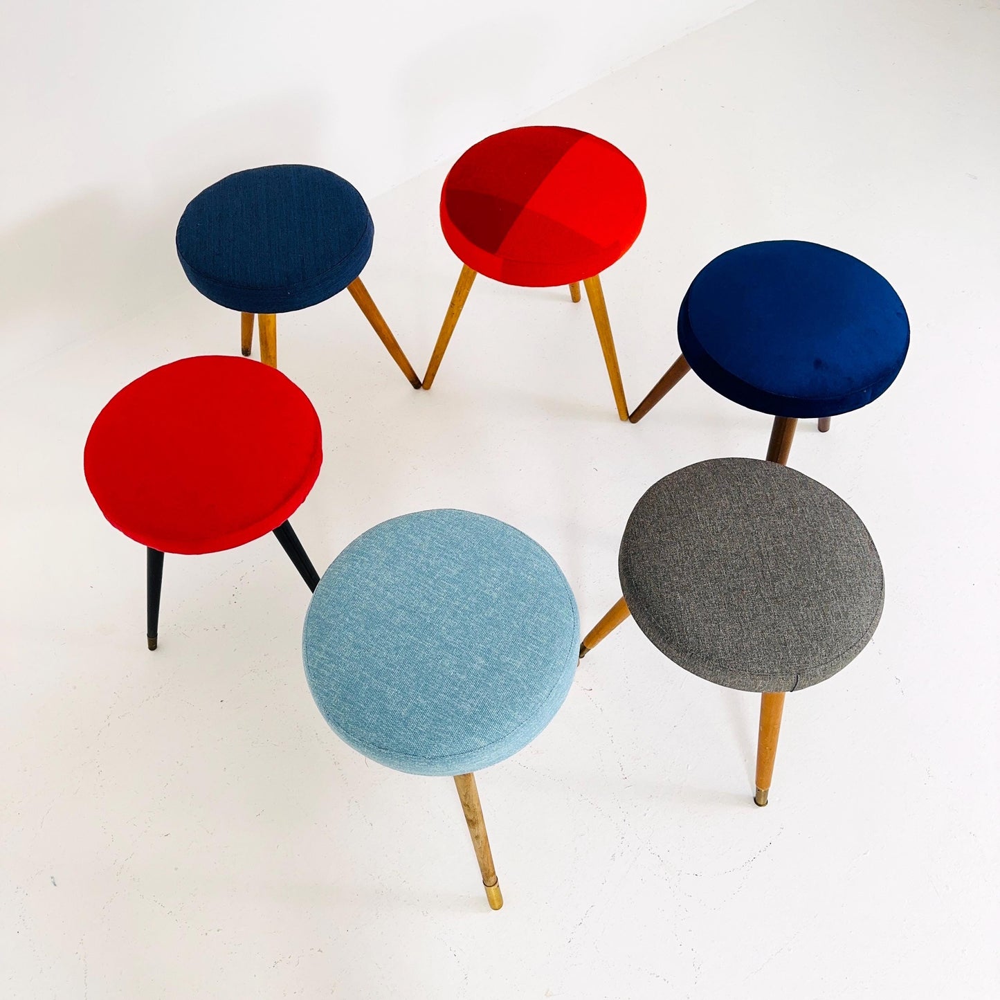 1 of 6 mid century modern stools German tripod vintage design 1960s