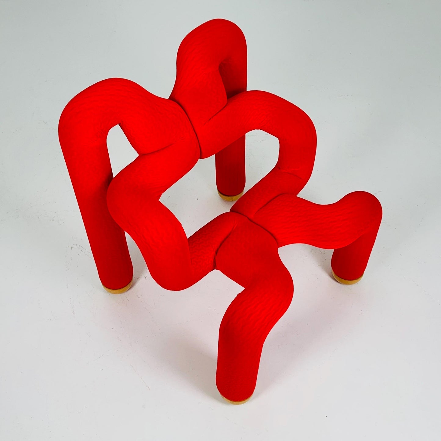 Mid century Postmodern Ekstrem Chair by Terje Ekström – Red Fabric Lounge Chair, Norway 1984 – Iconic Sculptural Seating