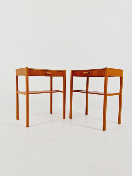 Pair of Swedish Midcentury Teak Vintage Side table/ Bedside table/ Night stand by Carlström & Co, 1960s
