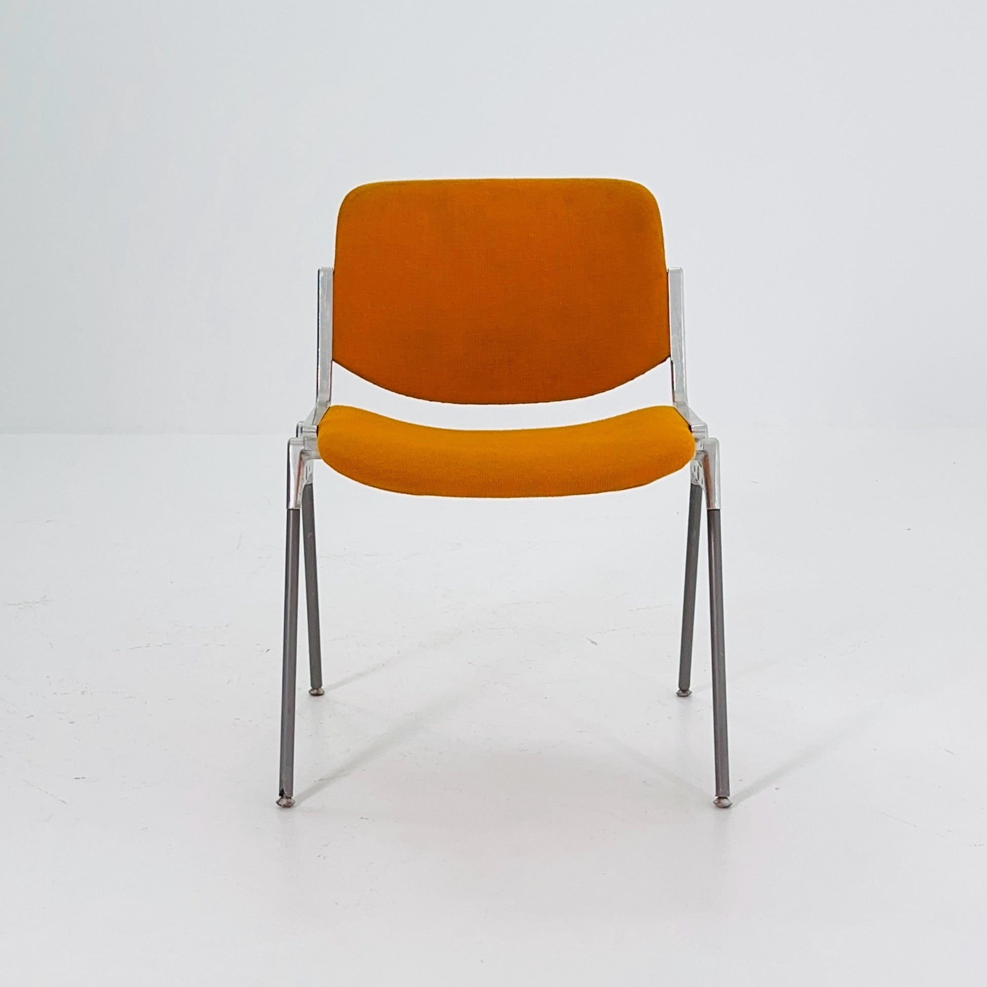 Mid century Stacking Orange fabric chair by Giancarlo Piretti for Anomima Castelli ,Italy 1960s