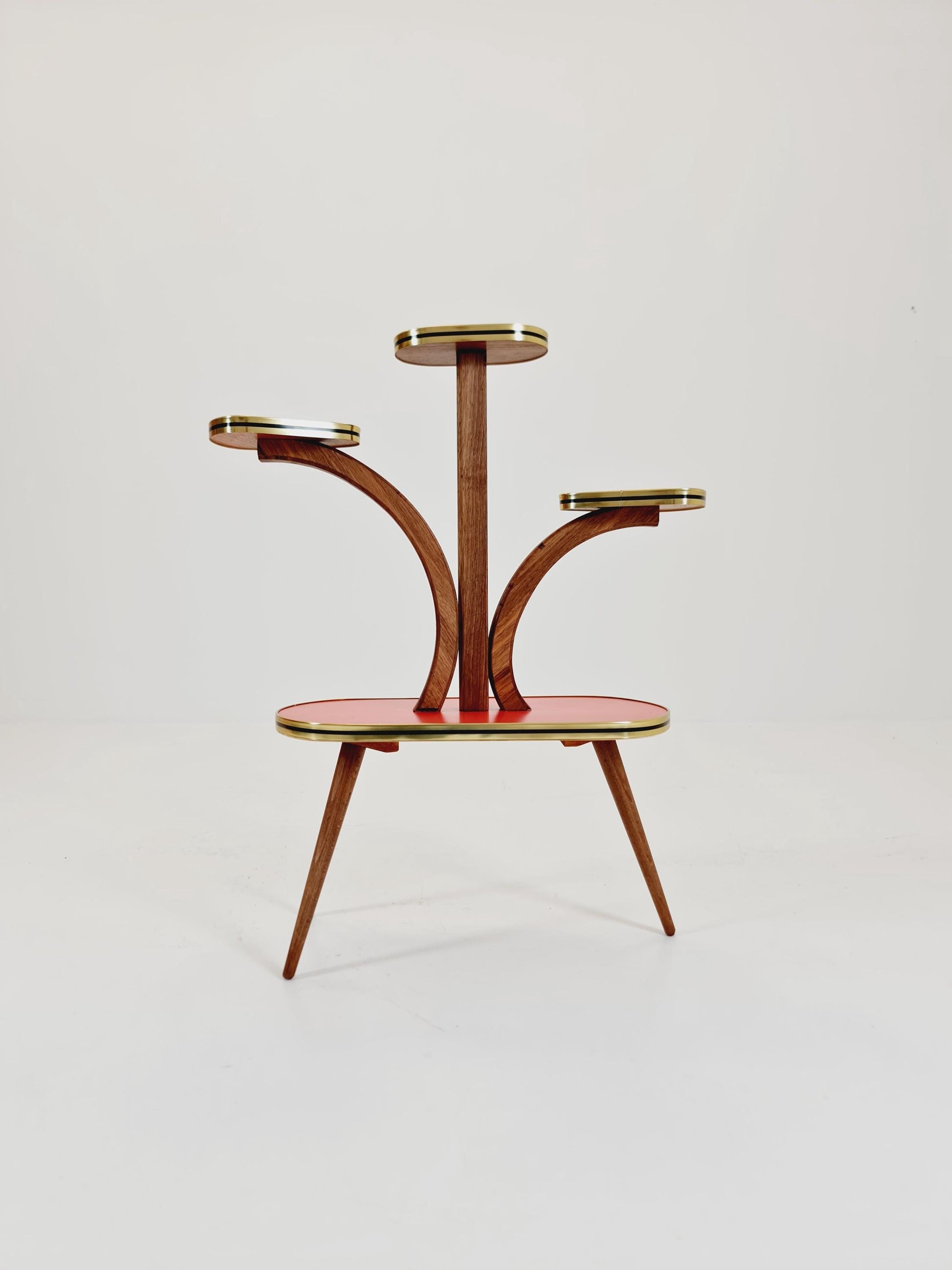 Rare Large German Plant Stand, Colorful Vintage Mid-Century Minimalist Indoor Plant Stand Side Table Retro flower table, 1950s