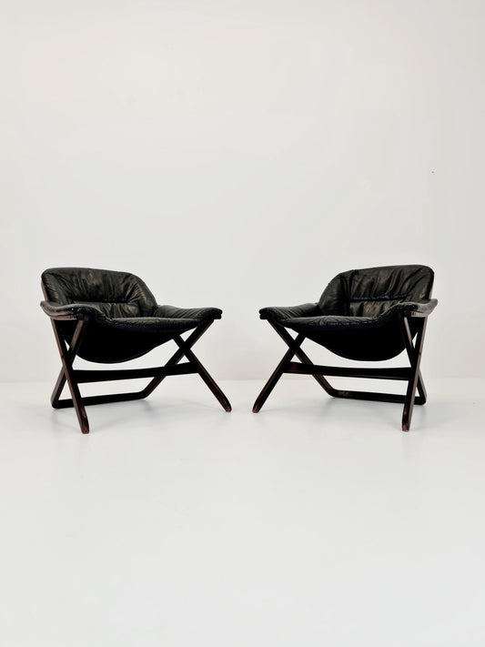 Swedish Midcentury leather armchair by Gote Mobler Nassjo , 1960s, set of 2