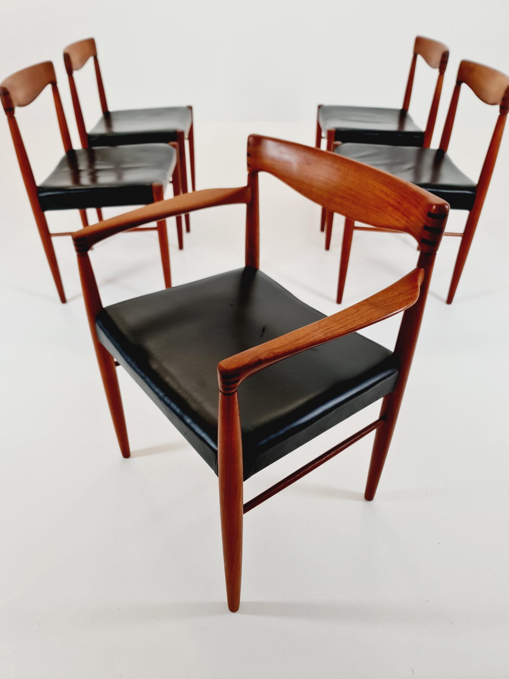 Danish teak & danish cord dining chairs by H. W. Klein for Bramin, 1960s, set of 4