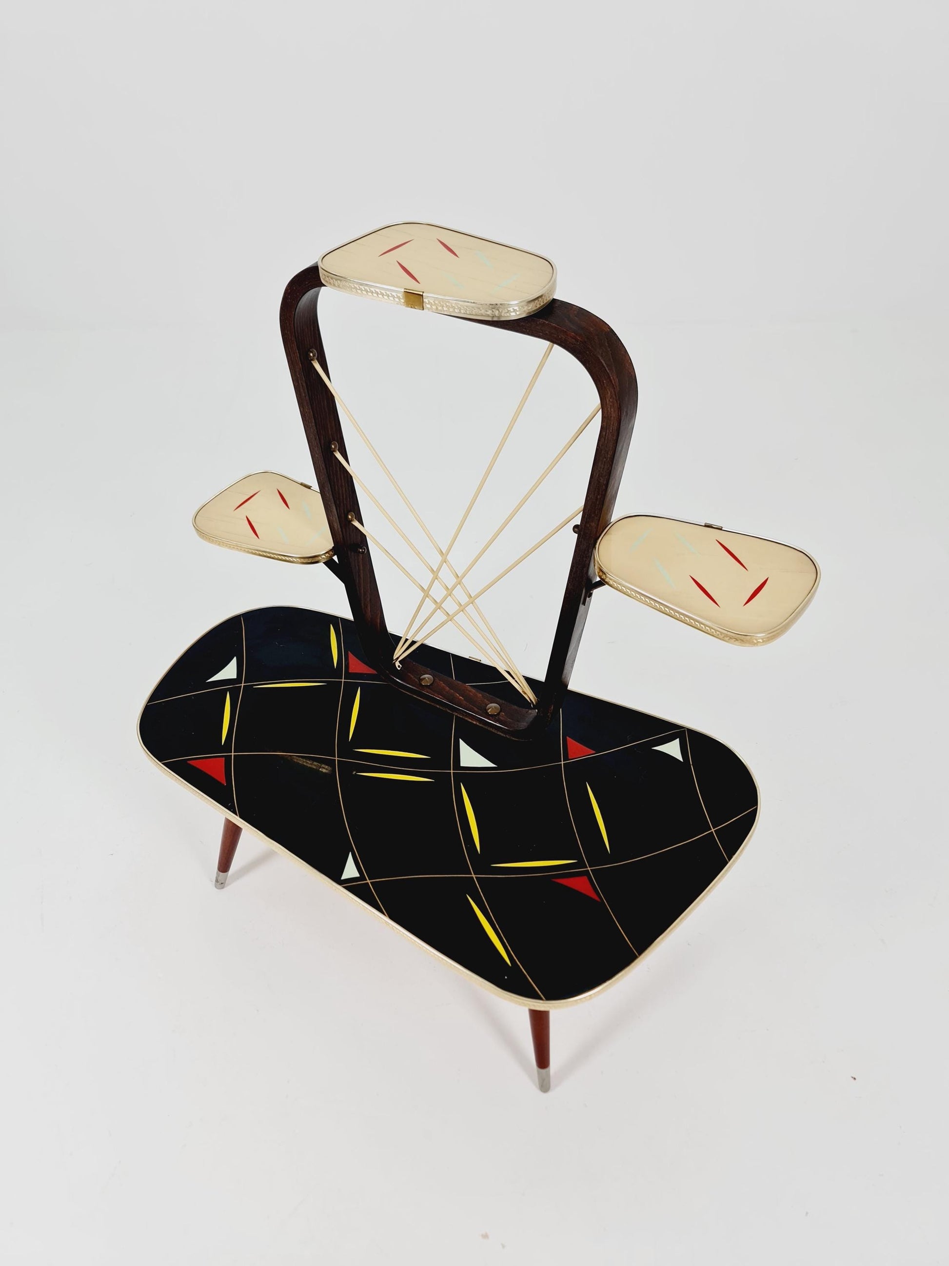 Big 1950s German Plant Stand, Colorful Vintage Mid-Century Minimalist Indoor Plant Stand Side Table Retro flower table