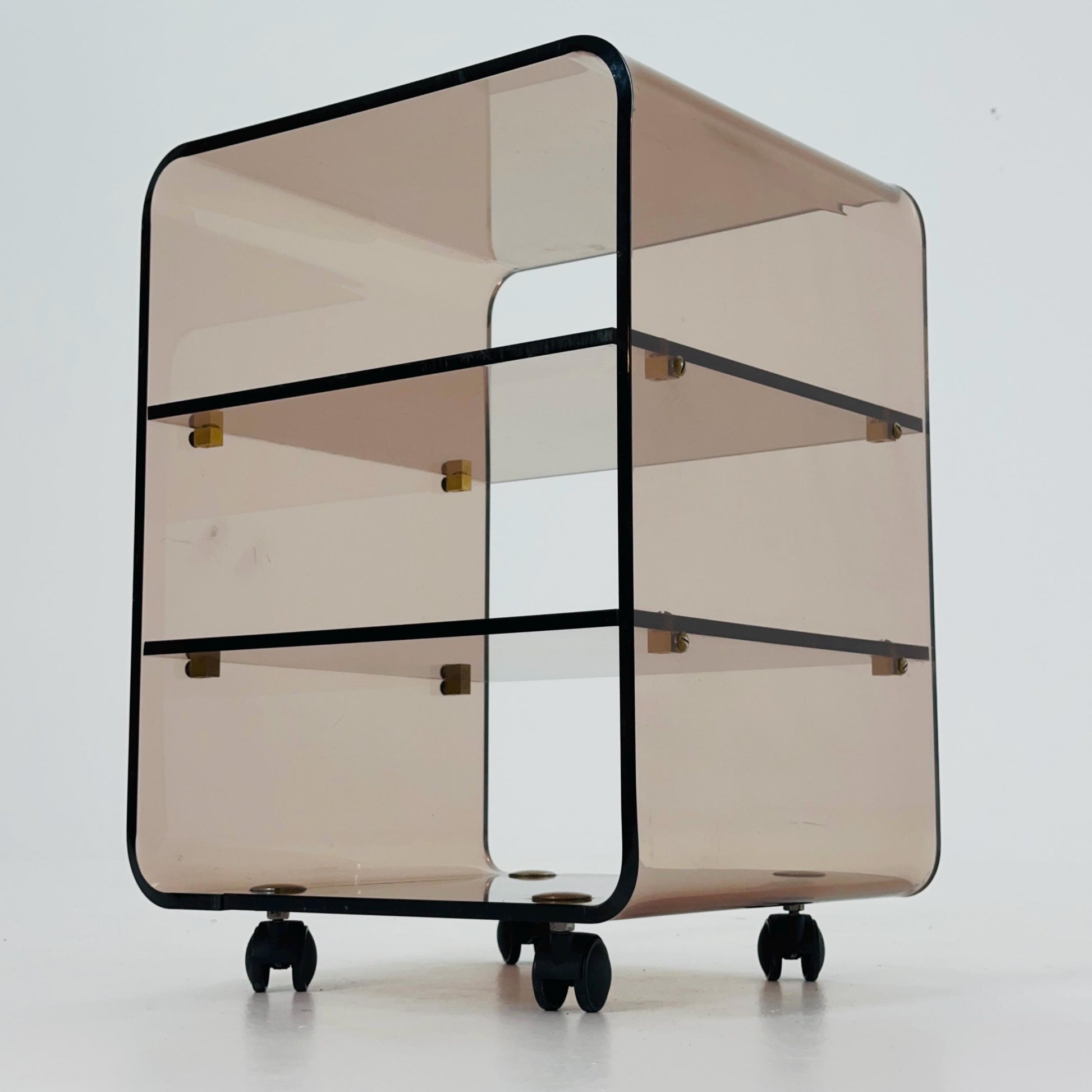 Space age Smoked Brown Plexiglass Trolley-side table by Michel Dumas for Roche Bobois 1970s