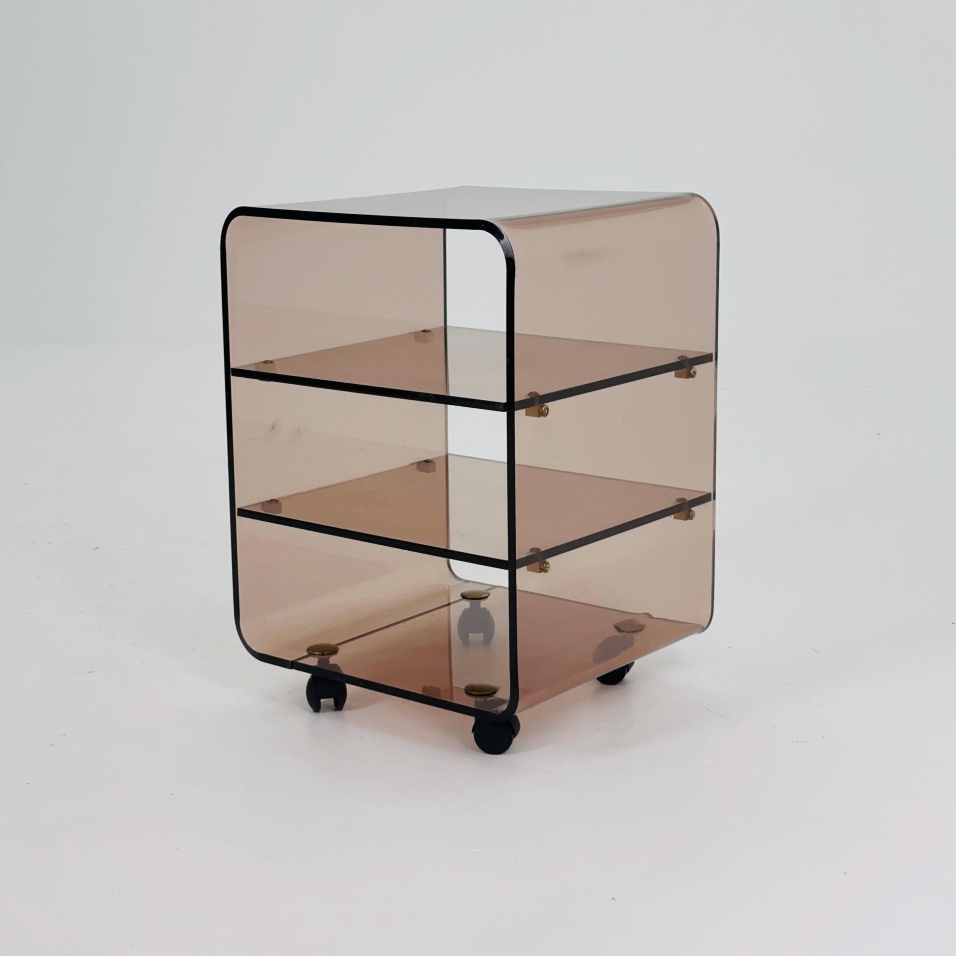 Space age Smoked Brown Plexiglass Trolley-side table by Michel Dumas for Roche Bobois 1970s