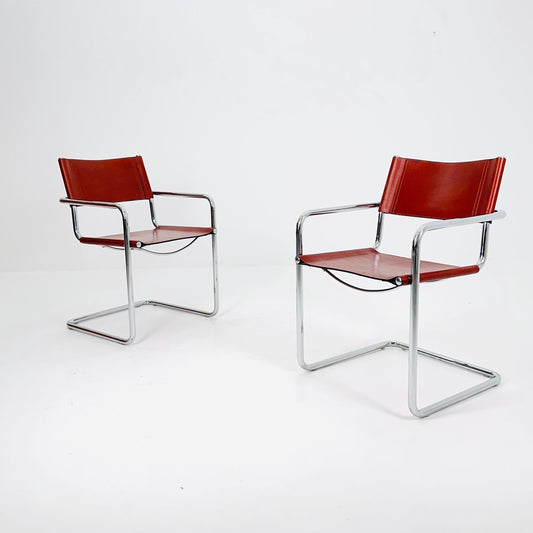 set of 2 Mid century Model MG5 Centro Studi desk chair by Mart Stam & Marcel Breuer for Matteo Grassi, Italy 1980s