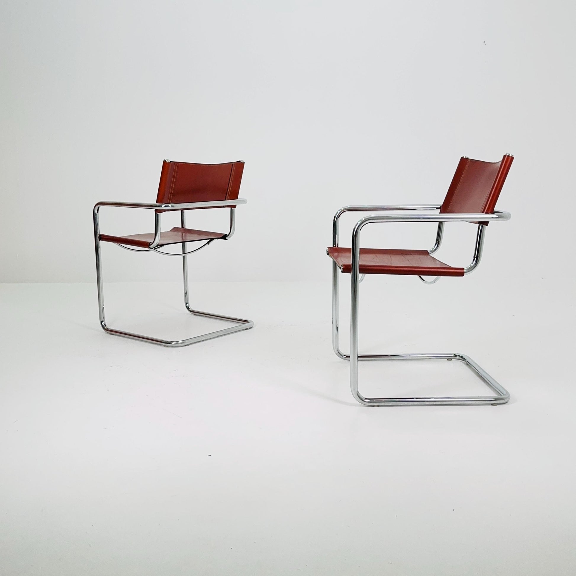 set of 2 Mid century Model MG5 Centro Studi desk chair by Mart Stam & Marcel Breuer for Matteo Grassi, Italy 1980s