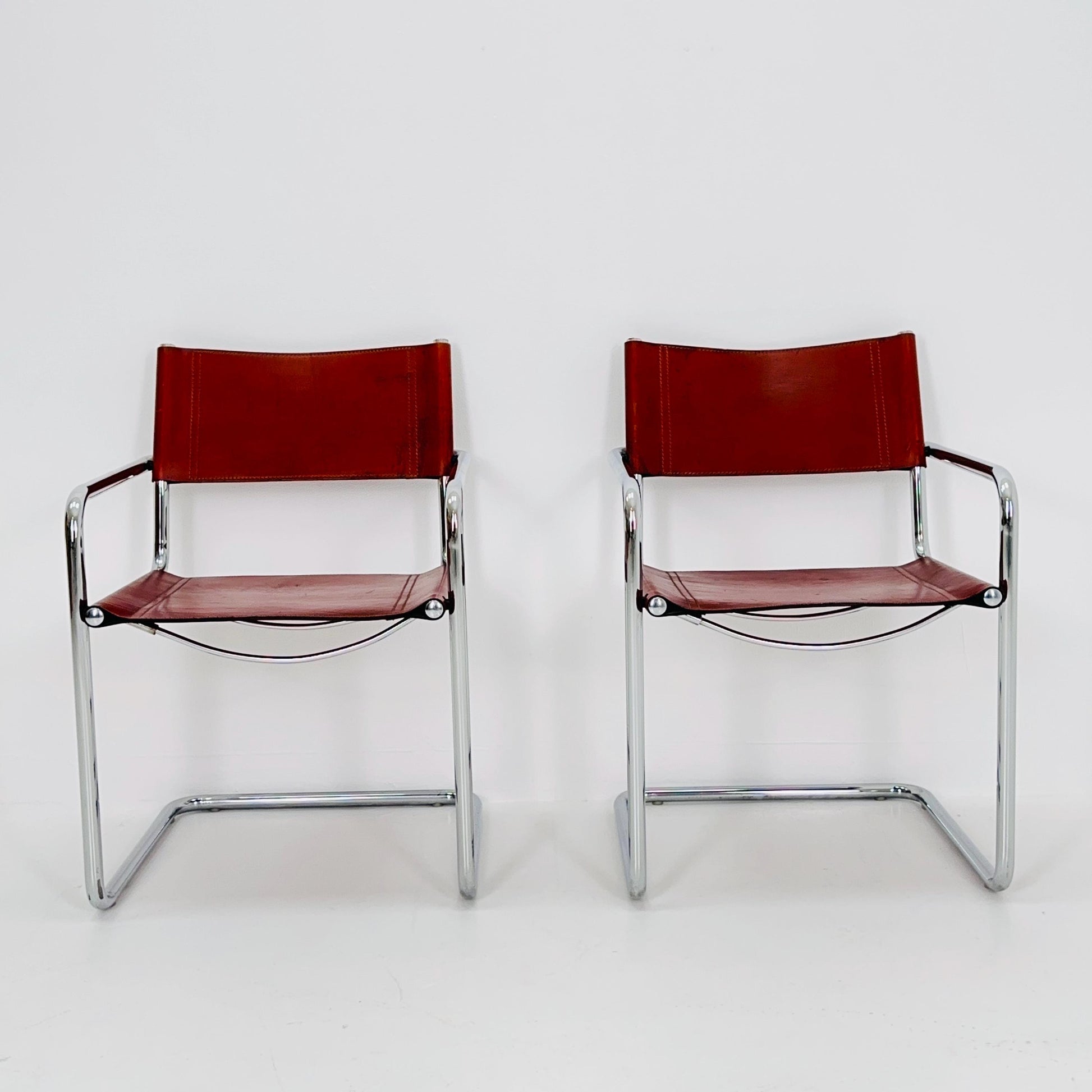 set of 2 Mid century Model MG5 Centro Studi desk chair by Mart Stam & Marcel Breuer for Matteo Grassi, Italy 1980s