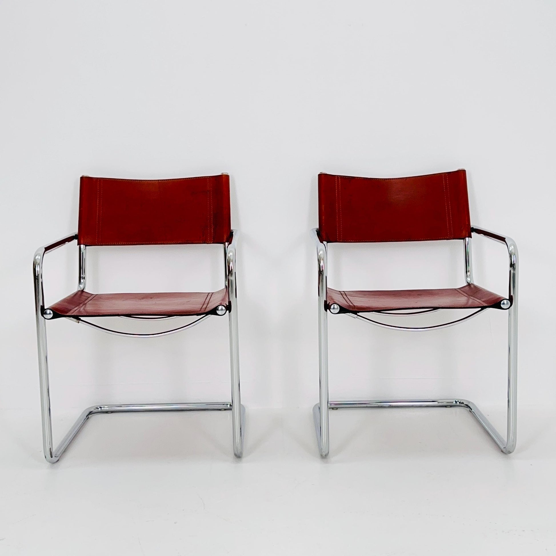 set of 2 Mid century Model MG5 Centro Studi desk chair by Mart Stam & Marcel Breuer for Matteo Grassi, Italy 1980s