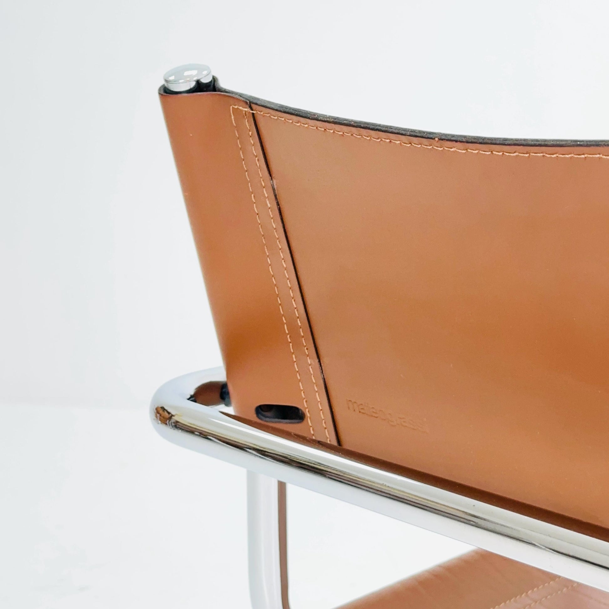 Set of 6 Model MG5 Centro Studi dining cognac leather chairs by Mart Stam & Marcel Breuer for Matteo Grassi, 1980s