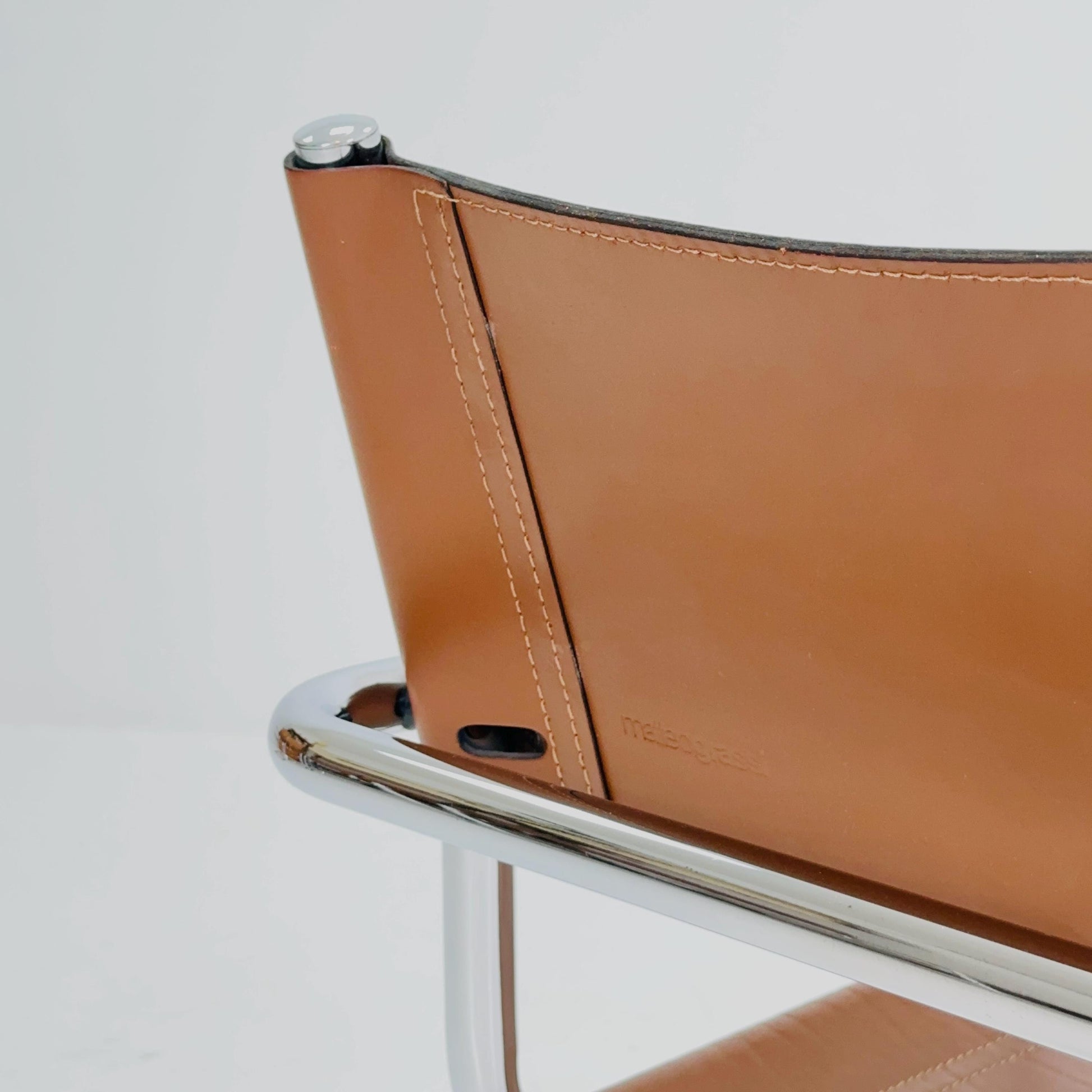 1 of 6 Model MG5 Centro Studi dining cognac leather chairs by Mart Stam & Marcel Breuer for Matteo Grassi, 1980s
